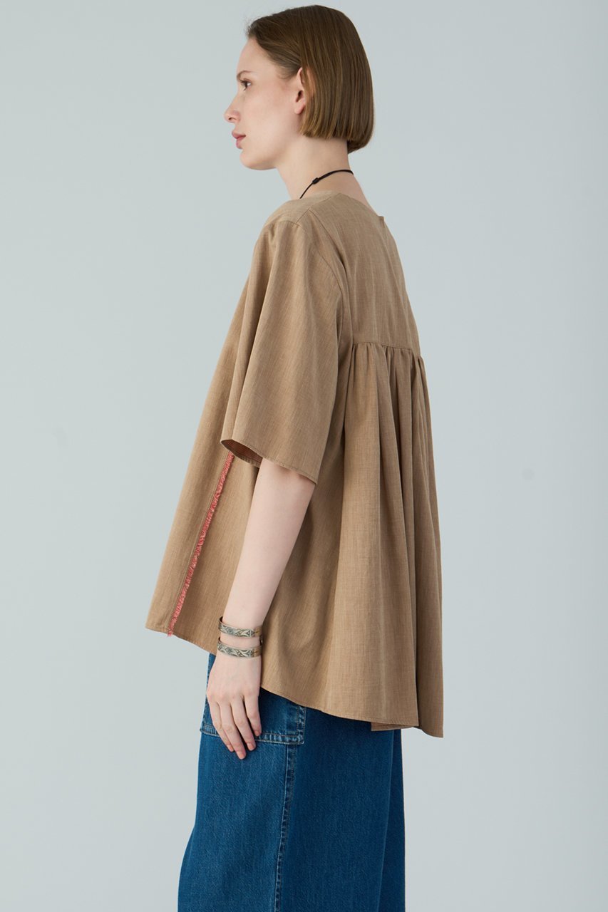 【ハウス オブ ロータス/HOUSE OF LOTUS】のシャドウボーダーフリンジブラウス 人気、トレンドファッション・服の通販 founy(ファニー) 　ファッション　Fashion　レディースファッション　Fashion for Women　トップス・カットソー　Cut & Sew Tops　シャツ・ブラウス・オフィスカジュアル　Elegant Blouses & Button-Ups　ギャザー　Gathered, Ruffled　ショート　Short, Short Length　シンプル　Simple, Minimal　スリーブ　Sleeve, Long Sleeve / Short Sleeve　フリンジ　Fringe, Tassel　フロント　Front, Front Design　エレガント 上品　Elegant　other-6|ID: prp329100004420309 ipo3291000000032629903