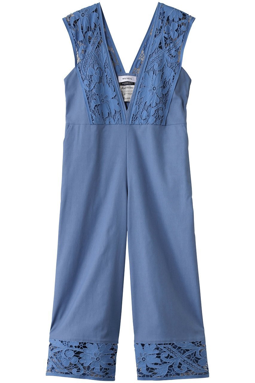 【ミュベール/MUVEIL】のレースサロペット インテリア・キッズ・メンズ・レディースファッション・服の通販 founy(ファニー) 　ファッション　Fashion　レディースファッション　Fashion for Women　パンツ　Pants & Trousers　キャミソール　Camisole, Spaghetti Strap Top　サロペット　Overalls, Salopette　タートルネック　Turtleneck, High Neck　リネン　Linen, Linen Fabric　レース　Lace, Lace Fabric　ワイド　Wide, Wide Fit　ヴィンテージ　Vintage Style　エレガント 上品　Elegant　吸水　Absorbent, Quick-Dry　ライトブルー|ID: prp329100004420312 ipo3291000000032910265