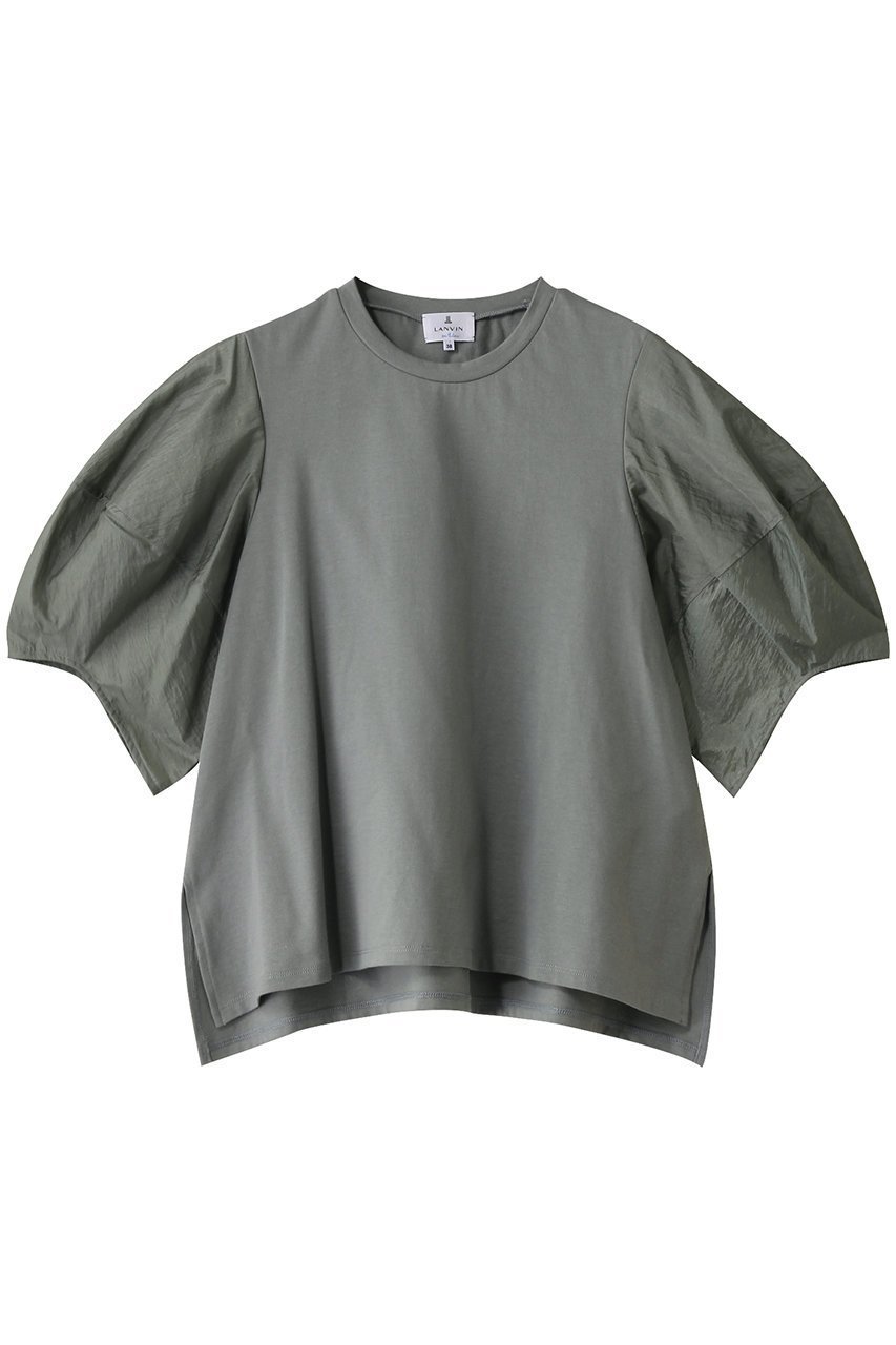 【ランバン オン ブルー/LANVIN en Bleu】のコクーンスリーブコンビカットソー 人気、トレンドファッション・服の通販 founy(ファニー) 　ファッション　Fashion　レディースファッション　Fashion for Women　トップス・カットソー　Cut & Sew Tops　シャツ・ブラウス・オフィスカジュアル　Elegant Blouses & Button-Ups　ロングTシャツ・Tシャツ　Longline T-Shirts & Tees　カットソー・ベーシックTシャツ　Cut-and-Sewn Tops / Stretch Tees & Basics　ショート　Short, Short Length　スリット　Slit, Slit Detail　スリーブ　Sleeve, Long Sleeve / Short Sleeve　 other-1|ID: prp329100004420348 ipo3291000000036201592