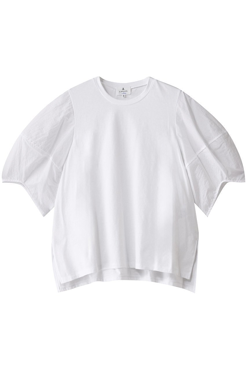 【ランバン オン ブルー/LANVIN en Bleu】のコクーンスリーブコンビカットソー インテリア・キッズ・メンズ・レディースファッション・服の通販 founy(ファニー) 　ファッション　Fashion　レディースファッション　Fashion for Women　トップス・カットソー　Cut & Sew Tops　シャツ・ブラウス・オフィスカジュアル　Elegant Blouses & Button-Ups　ロングTシャツ・Tシャツ　Longline T-Shirts & Tees　カットソー・ベーシックTシャツ　Cut-and-Sewn Tops / Stretch Tees & Basics　ショート　Short, Short Length　スリット　Slit, Slit Detail　スリーブ　Sleeve, Long Sleeve / Short Sleeve　オフ|ID: prp329100004420348 ipo3291000000036201597