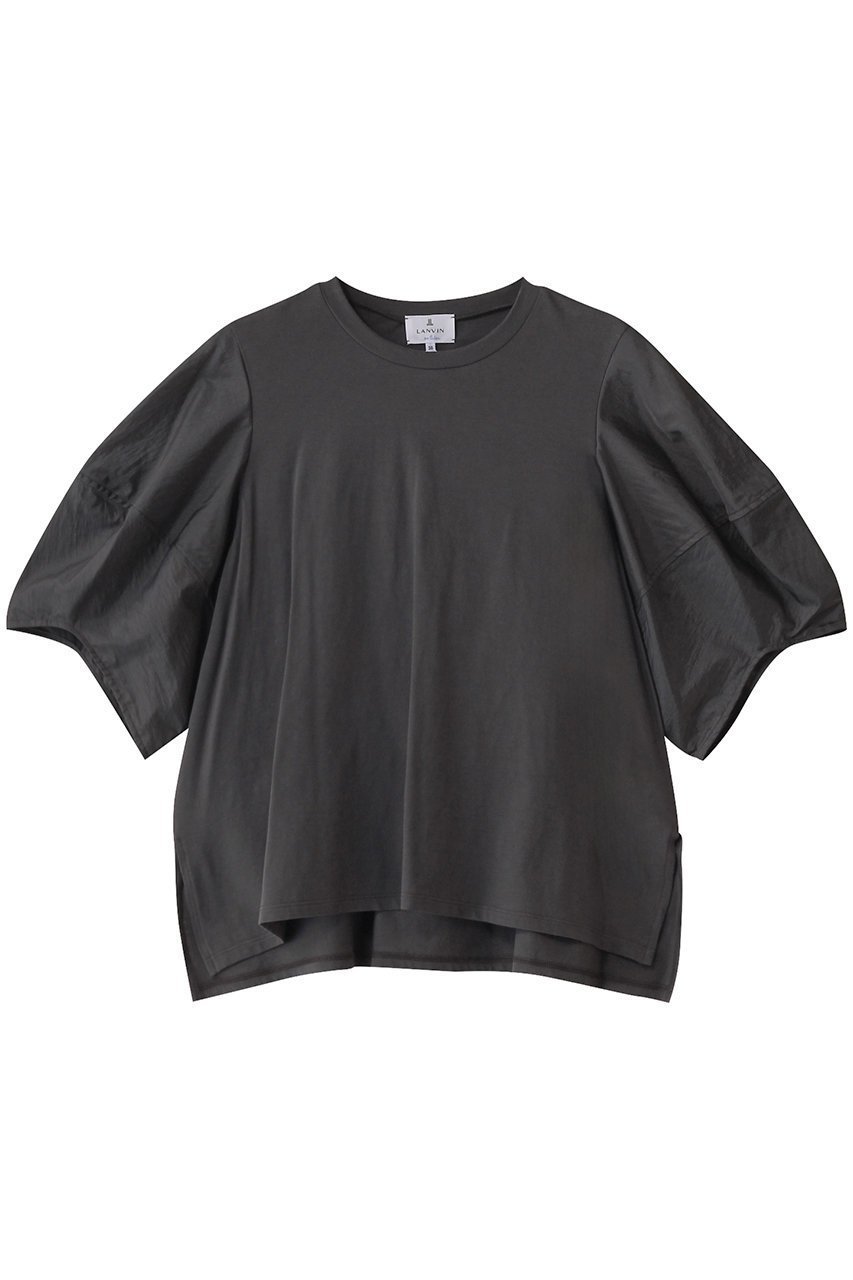 【ランバン オン ブルー/LANVIN en Bleu】のコクーンスリーブコンビカットソー インテリア・キッズ・メンズ・レディースファッション・服の通販 founy(ファニー) 　ファッション　Fashion　レディースファッション　Fashion for Women　トップス・カットソー　Cut & Sew Tops　シャツ・ブラウス・オフィスカジュアル　Elegant Blouses & Button-Ups　ロングTシャツ・Tシャツ　Longline T-Shirts & Tees　カットソー・ベーシックTシャツ　Cut-and-Sewn Tops / Stretch Tees & Basics　ショート　Short, Short Length　スリット　Slit, Slit Detail　スリーブ　Sleeve, Long Sleeve / Short Sleeve　チャコールグレー|ID: prp329100004420348 ipo3291000000036201599