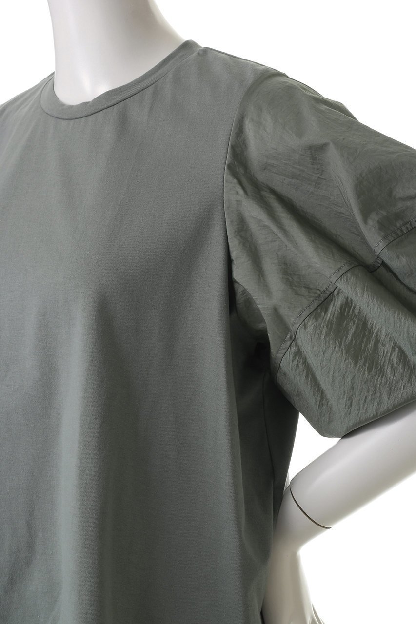 【ランバン オン ブルー/LANVIN en Bleu】のコクーンスリーブコンビカットソー 人気、トレンドファッション・服の通販 founy(ファニー) 　ファッション　Fashion　レディースファッション　Fashion for Women　トップス・カットソー　Cut & Sew Tops　シャツ・ブラウス・オフィスカジュアル　Elegant Blouses & Button-Ups　ロングTシャツ・Tシャツ　Longline T-Shirts & Tees　カットソー・ベーシックTシャツ　Cut-and-Sewn Tops / Stretch Tees & Basics　ショート　Short, Short Length　スリット　Slit, Slit Detail　スリーブ　Sleeve, Long Sleeve / Short Sleeve　other-5|ID: prp329100004420348 ipo3291000000036201607