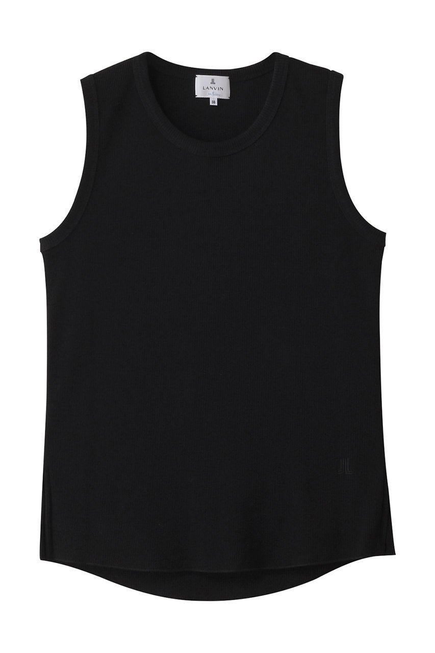 【ランバン オン ブルー/LANVIN en Bleu】のカームヘムテレコタンクトップ インテリア・キッズ・メンズ・レディースファッション・服の通販 founy(ファニー) 　ファッション　Fashion　レディースファッション　Fashion for Women　トップス・カットソー　Cut & Sew Tops　キャミソール&ノースリーブ　Camisoles & Sleeveless Tops　シャツ・ブラウス・オフィスカジュアル　Elegant Blouses & Button-Ups　ロングTシャツ・Tシャツ　Longline T-Shirts & Tees　カットソー・ベーシックTシャツ　Cut-and-Sewn Tops / Stretch Tees & Basics　インナー　Innerwear　キャミソール　Camisole, Spaghetti Strap Top　シンプル　Simple, Minimal　タンク　Tank Top, Sleeveless Top　テレコ　Ribbed, Rib Stitch　フィット　Fit, Slim Fit　ベーシック　Basic, Essential　ブラック|ID: prp329100004420354 ipo3291000000032861846