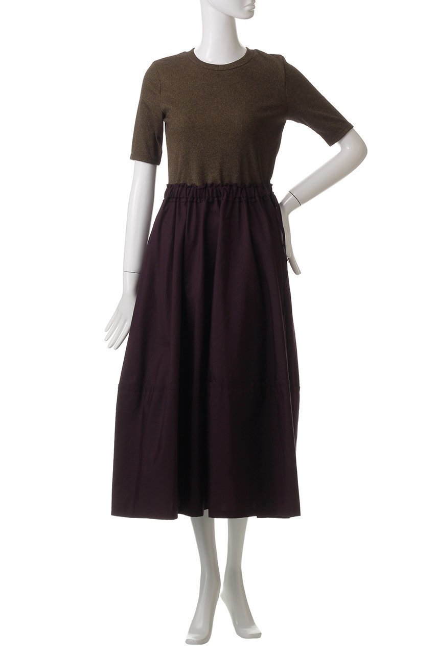 【ランバン オン ブルー/LANVIN en Bleu】のテレココンビフレアーワンピース 人気、トレンドファッション・服の通販 founy(ファニー) 　ファッション　Fashion　レディースファッション　WOMEN　ワンピース　Dress　チュニック　Tunic　カーディガン　Cardigan　ジャケット　Jacket　チュニック　Tunic　ドッキング　Docking　フレア　Flare　ロング　Long　other-2|ID: prp329100004420360 ipo3291000000032296661