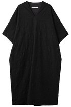 【プレインピープル/PLAIN PEOPLE】の塩縮プリントVネックワンピース ブラック|ID: prp329100004420371 ipo3291000000036128401