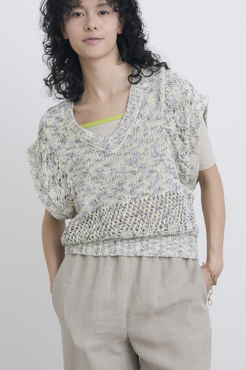 【ハウス オブ ロータス/HOUSE OF LOTUS】のミックスヤーンジレ 人気、トレンドファッション・服の通販 founy(ファニー) 　ファッション　Fashion　レディースファッション　WOMEN　アウター　Coat Outerwear　ジャケット　Jackets　グラデーション　Gradation　ジャケット　Jacket　ツィード　Tweed　バランス　Balance　ベスト　Vest　ミックス　Mix　レーシー　Lacey　春　Spring　other-8|ID: prp329100004420383 ipo3291000000031329106