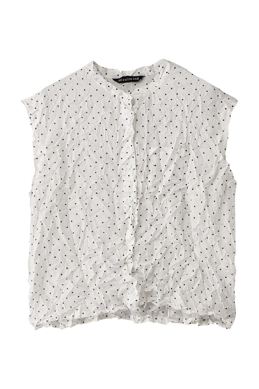 【ミズイロ インド/mizuiro ind】のdots print catch washer N/S shirt シャツ インテリア・キッズ・メンズ・レディースファッション・服の通販 founy(ファニー) 　ファッション　Fashion　レディースファッション　WOMEN　トップス・カットソー　Tops/Tshirt　キャミソール / ノースリーブ　No Sleeves　シャツ/ブラウス　Shirts/Blouses　シアー　Sheer　ドット　Dot　ノースリーブ　No Sleeve　ワッシャー　Washer　off white|ID: prp329100004420386 ipo3291000000030864867