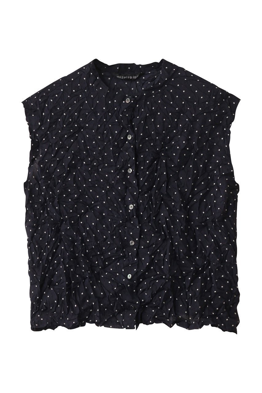 【ミズイロ インド/mizuiro ind】のdots print catch washer N/S shirt シャツ インテリア・キッズ・メンズ・レディースファッション・服の通販 founy(ファニー) 　ファッション　Fashion　レディースファッション　WOMEN　トップス・カットソー　Tops/Tshirt　キャミソール / ノースリーブ　No Sleeves　シャツ/ブラウス　Shirts/Blouses　シアー　Sheer　ドット　Dot　ノースリーブ　No Sleeve　ワッシャー　Washer　navy|ID: prp329100004420386 ipo3291000000030892789