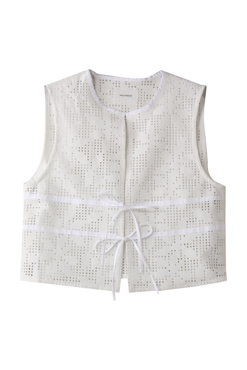 【ミディウミソリッド/MIDIUMISOLID】のlace short vest.S ベスト インテリア・キッズ・メンズ・レディースファッション・服の通販 founy(ファニー) 　ファッション　Fashion　レディースファッション　Fashion for Women　アウター　Coat / Outerwear Collection　レディースジャケット・軽アウター　Jackets　コンパクト　Compact, Small Size　ジャケット　Jacket, Outerwear　トレンド　Trend, Trending Now　フェミニン　Feminine, Girly　フォルム　Silhouette, Form　フロント　Front, Front Design　ベスト　Vest, Waistcoat　ボトム　Bottoms, Lower Wear　リボン　Ribbon, Bow　レース　Lace, Lace Fabric　off white|ID: prp329100004420414 ipo3291000000035064777