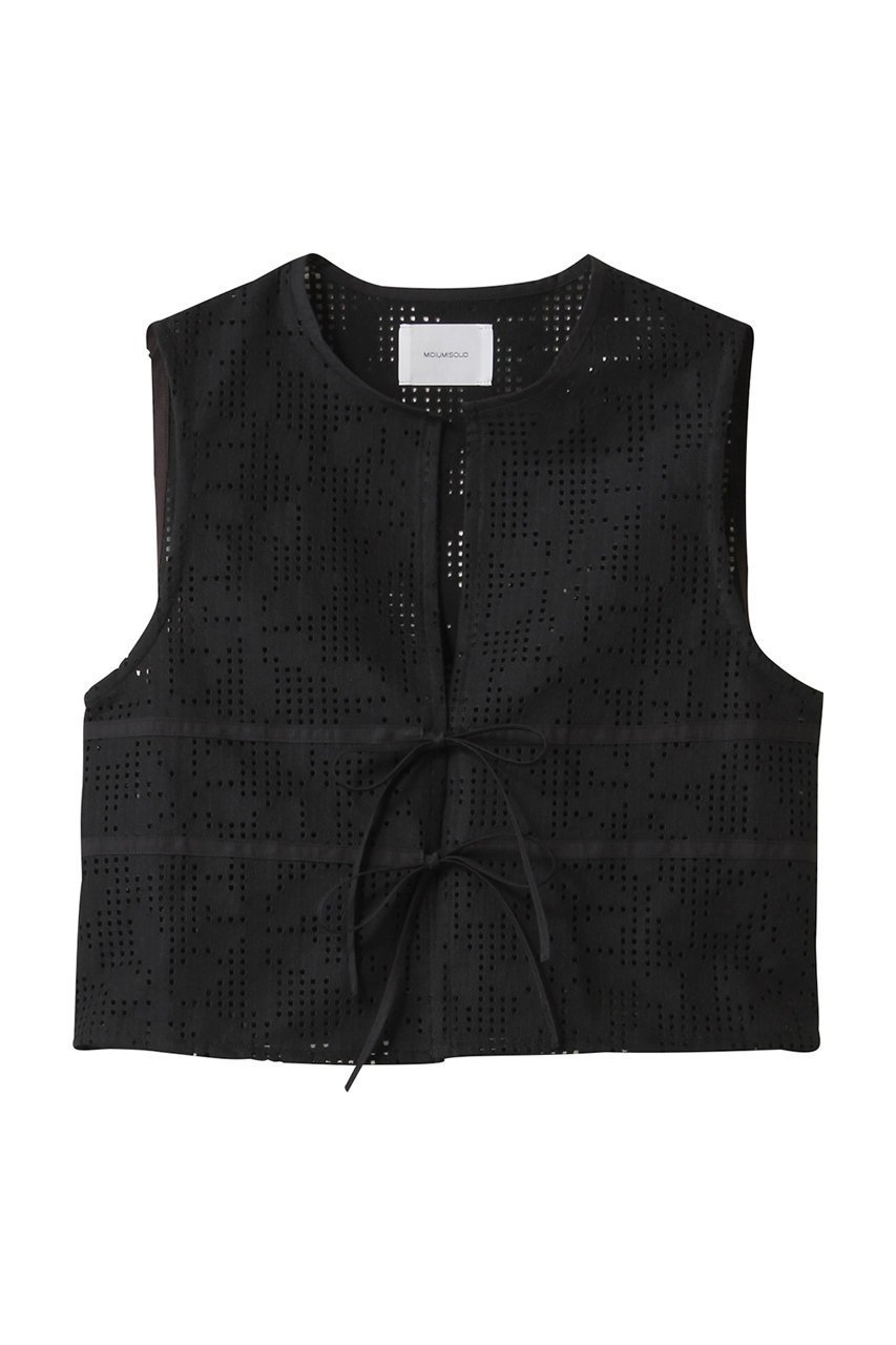 【ミディウミソリッド/MIDIUMISOLID】のlace short vest.S ベスト インテリア・キッズ・メンズ・レディースファッション・服の通販 founy(ファニー) 　ファッション　Fashion　レディースファッション　Fashion for Women　アウター　Coat / Outerwear Collection　レディースジャケット・軽アウター　Jackets　コンパクト　Compact, Small Size　ジャケット　Jacket, Outerwear　トレンド　Trend, Trending Now　フェミニン　Feminine, Girly　フォルム　Silhouette, Form　フロント　Front, Front Design　ベスト　Vest, Waistcoat　ボトム　Bottoms, Lower Wear　リボン　Ribbon, Bow　レース　Lace, Lace Fabric　black|ID: prp329100004420414 ipo3291000000035064779