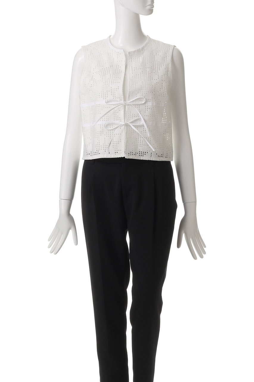 【ミディウミソリッド/MIDIUMISOLID】のlace short vest.S ベスト 人気、トレンドファッション・服の通販 founy(ファニー) 　ファッション　Fashion　レディースファッション　Fashion for Women　アウター　Coat / Outerwear Collection　レディースジャケット・軽アウター　Jackets　コンパクト　Compact, Small Size　ジャケット　Jacket, Outerwear　トレンド　Trend, Trending Now　フェミニン　Feminine, Girly　フォルム　Silhouette, Form　フロント　Front, Front Design　ベスト　Vest, Waistcoat　ボトム　Bottoms, Lower Wear　リボン　Ribbon, Bow　レース　Lace, Lace Fabric　other-2|ID: prp329100004420414 ipo3291000000035064780