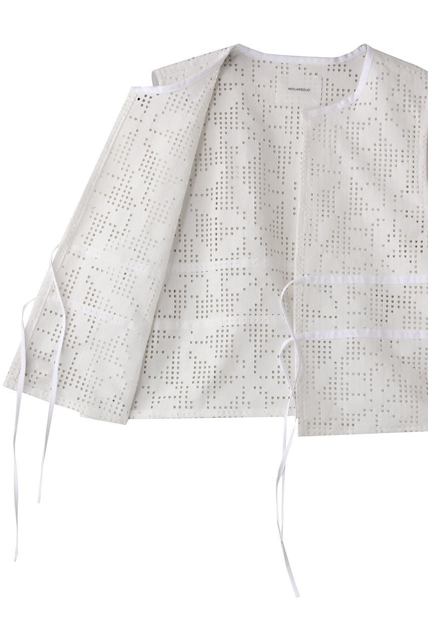 【ミディウミソリッド/MIDIUMISOLID】のlace short vest.S ベスト 人気、トレンドファッション・服の通販 founy(ファニー) 　ファッション　Fashion　レディースファッション　Fashion for Women　アウター　Coat / Outerwear Collection　レディースジャケット・軽アウター　Jackets　コンパクト　Compact, Small Size　ジャケット　Jacket, Outerwear　トレンド　Trend, Trending Now　フェミニン　Feminine, Girly　フォルム　Silhouette, Form　フロント　Front, Front Design　ベスト　Vest, Waistcoat　ボトム　Bottoms, Lower Wear　リボン　Ribbon, Bow　レース　Lace, Lace Fabric　other-6|ID: prp329100004420414 ipo3291000000035064787