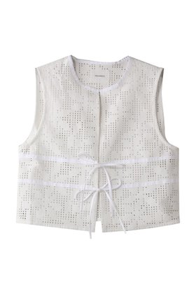 【ミディウミソリッド/MIDIUMISOLID】 lace short vest.S ベスト人気、トレンドファッション・服の通販 founy(ファニー) ファッション Fashion レディースファッション Fashion for Women アウター Coat / Outerwear Collection レディースジャケット・軽アウター Jackets コンパクト Compact, Small Size ジャケット Jacket, Outerwear トレンド Trend, Trending Now フェミニン Feminine, Girly フォルム Silhouette, Form フロント Front, Front Design ベスト Vest, Waistcoat ボトム Bottoms, Lower Wear リボン Ribbon, Bow レース Lace, Lace Fabric |ID:prp329100004420414