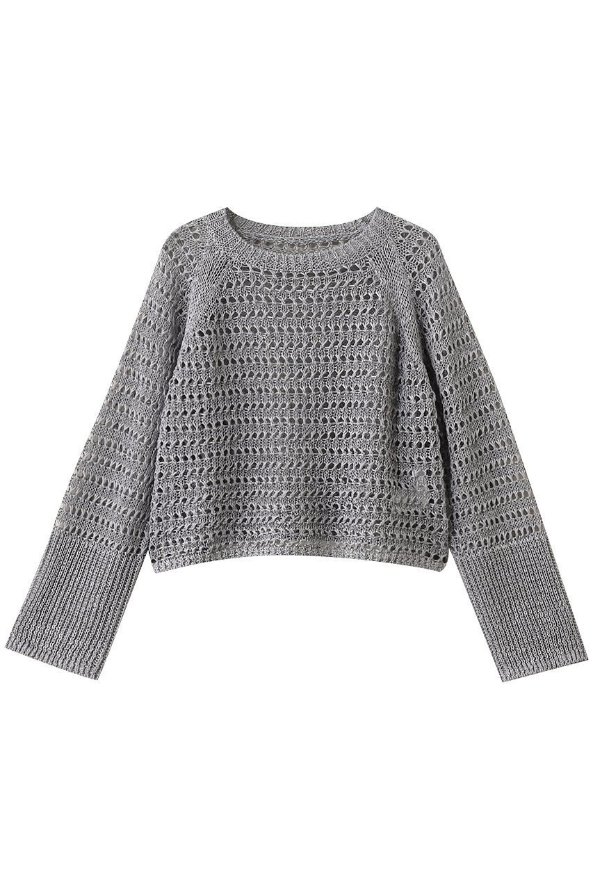 【スタニングルアー/STUNNING LURE】のリネンライクニット インテリア・キッズ・メンズ・レディースファッション・服の通販 founy(ファニー) 　ファッション　Fashion　レディースファッション　Fashion for Women　トップス・カットソー　Cut & Sew Tops　ニット　Knit Tops & Sweaters　カジュアルプルオーバー・ニットトップス　Pullovers & Knit Tops / Casual Pullovers　シアー　Sheer, See-Through　スラックス　Slacks, Dress Pants　デニム　Denim, Jeans Material　メッシュ　Mesh, Net Fabric　リラックス　Relax, Relaxed Fit　透かし　Cut-Out, Lacework　ライトグレー|ID: prp329100004421956 ipo3291000000032937107