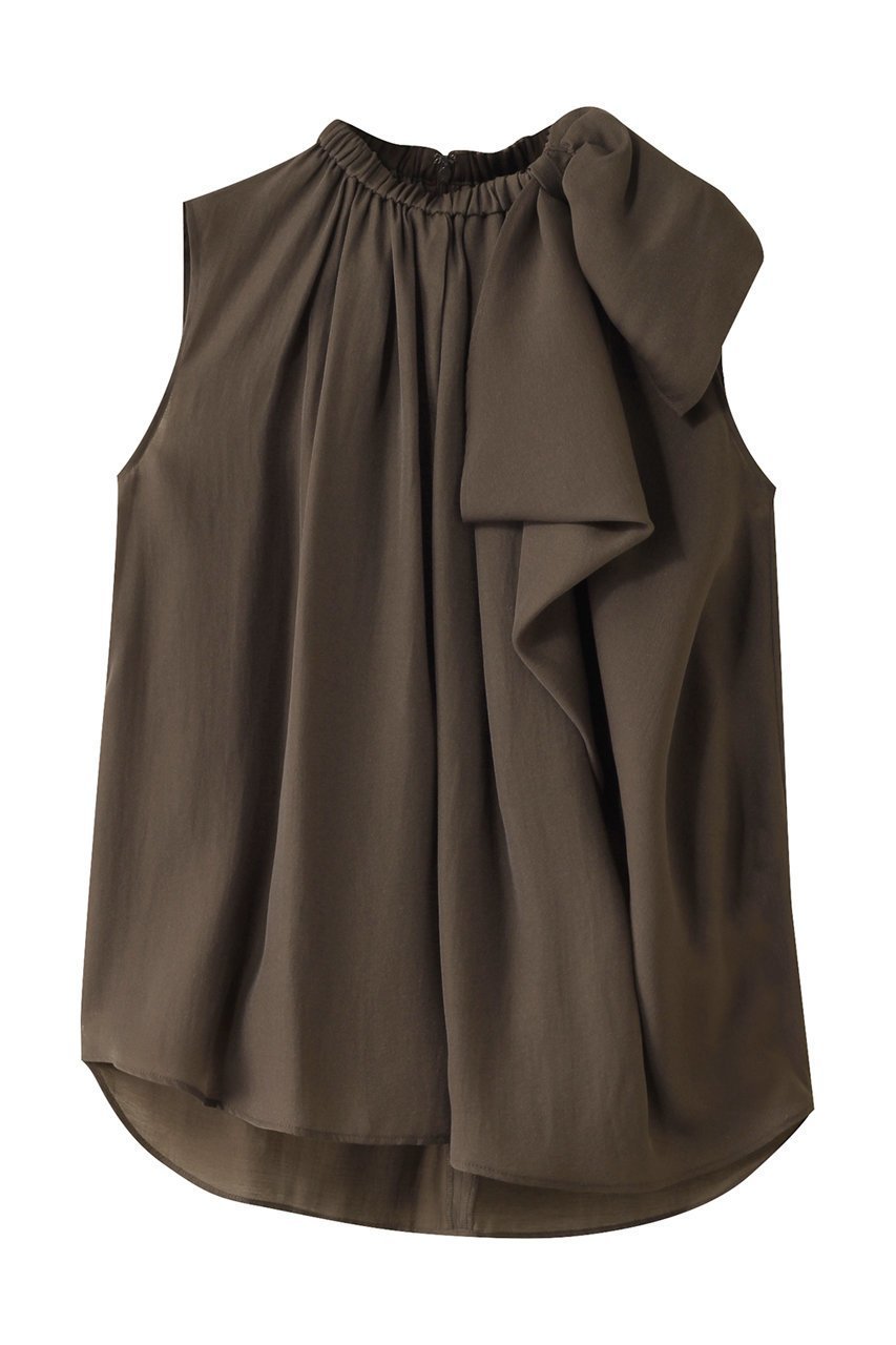 【ランバン オン ブルー/LANVIN en Bleu】のシアージョーゼットアシンメリボンブラウス インテリア・キッズ・メンズ・レディースファッション・服の通販 founy(ファニー) ファッション Fashion レディースファッション Fashion for Women トップス・カットソー Cut & Sew Tops キャミソール&ノースリーブ Camisoles & Sleeveless Tops シャツ・ブラウス・オフィスカジュアル Elegant Blouses & Button-Ups アシンメトリー Asymmetrical Style イレギュラーヘム Irregular Hem ジョーゼット Georgette, Semi-Sheer Fabric ドレープ Drape, Draping Fabric ノースリーブ Sleeveless, No-Sleeve パーティ Party, Party Style リボン Ribbon, Bow ブラウン|ID: prp329100004421957 ipo3291000000032836535