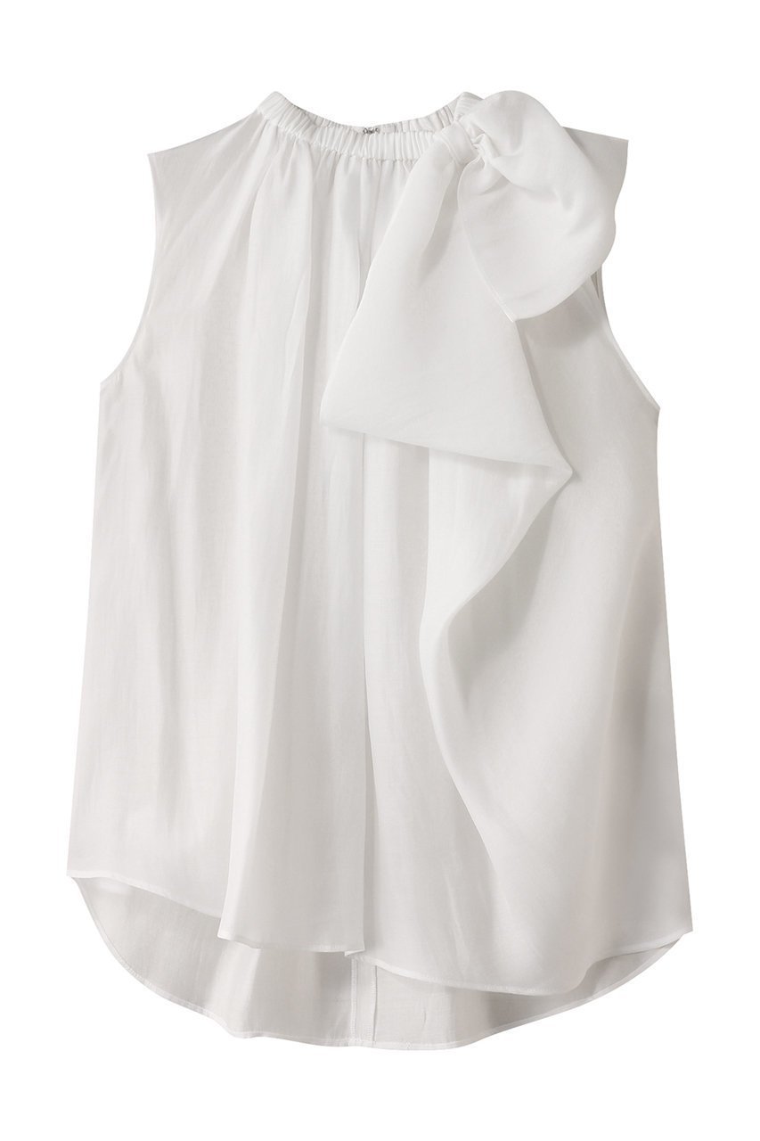 【ランバン オン ブルー/LANVIN en Bleu】のシアージョーゼットアシンメリボンブラウス インテリア・キッズ・メンズ・レディースファッション・服の通販 founy(ファニー) ファッション Fashion レディースファッション Fashion for Women トップス・カットソー Cut & Sew Tops キャミソール&ノースリーブ Camisoles & Sleeveless Tops シャツ・ブラウス・オフィスカジュアル Elegant Blouses & Button-Ups アシンメトリー Asymmetrical Style イレギュラーヘム Irregular Hem ジョーゼット Georgette, Semi-Sheer Fabric ドレープ Drape, Draping Fabric ノースリーブ Sleeveless, No-Sleeve パーティ Party, Party Style リボン Ribbon, Bow オフ|ID: prp329100004421957 ipo3291000000032836539