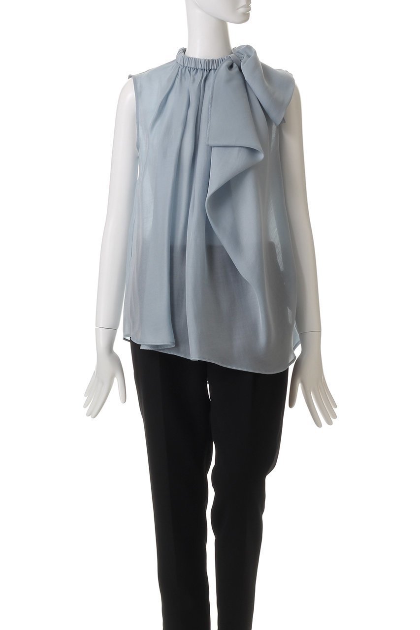 【ランバン オン ブルー/LANVIN en Bleu】のシアージョーゼットアシンメリボンブラウス 人気、トレンドファッション・服の通販 founy(ファニー) ファッション Fashion レディースファッション Fashion for Women トップス・カットソー Cut & Sew Tops キャミソール&ノースリーブ Camisoles & Sleeveless Tops シャツ・ブラウス・オフィスカジュアル Elegant Blouses & Button-Ups アシンメトリー Asymmetrical Style イレギュラーヘム Irregular Hem ジョーゼット Georgette, Semi-Sheer Fabric ドレープ Drape, Draping Fabric ノースリーブ Sleeveless, No-Sleeve パーティ Party, Party Style リボン Ribbon, Bow other-2|ID: prp329100004421957 ipo3291000000032836544