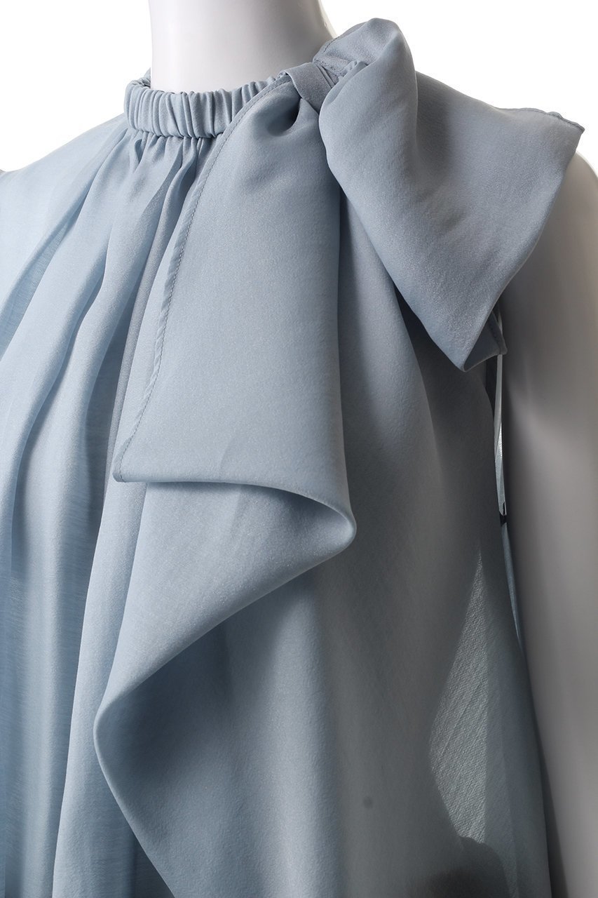 【ランバン オン ブルー/LANVIN en Bleu】のシアージョーゼットアシンメリボンブラウス 人気、トレンドファッション・服の通販 founy(ファニー) ファッション Fashion レディースファッション Fashion for Women トップス・カットソー Cut & Sew Tops キャミソール&ノースリーブ Camisoles & Sleeveless Tops シャツ・ブラウス・オフィスカジュアル Elegant Blouses & Button-Ups アシンメトリー Asymmetrical Style イレギュラーヘム Irregular Hem ジョーゼット Georgette, Semi-Sheer Fabric ドレープ Drape, Draping Fabric ノースリーブ Sleeveless, No-Sleeve パーティ Party, Party Style リボン Ribbon, Bow other-5|ID: prp329100004421957 ipo3291000000032836559