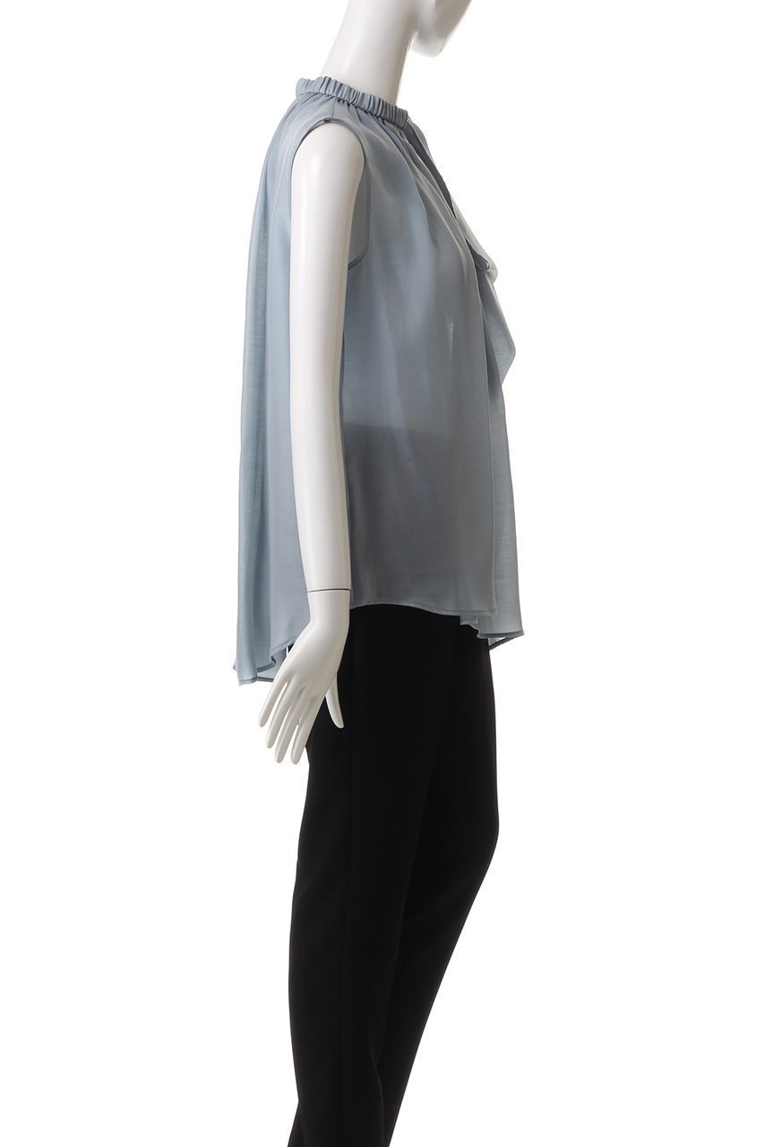 【ランバン オン ブルー/LANVIN en Bleu】のシアージョーゼットアシンメリボンブラウス 人気、トレンドファッション・服の通販 founy(ファニー) 　ファッション　Fashion　レディースファッション　Fashion for Women　トップス・カットソー　Cut & Sew Tops　キャミソール&ノースリーブ　Camisoles & Sleeveless Tops　シャツ・ブラウス・オフィスカジュアル　Elegant Blouses & Button-Ups　アシンメトリー　Asymmetrical Style　イレギュラーヘム　Irregular Hem　ジョーゼット　Georgette, Semi-Sheer Fabric　ドレープ　Drape, Draping Fabric　ノースリーブ　Sleeveless, No-Sleeve　パーティ　Party, Party Style　リボン　Ribbon, Bow　other-3|ID: prp329100004421957 ipo3291000000035366629