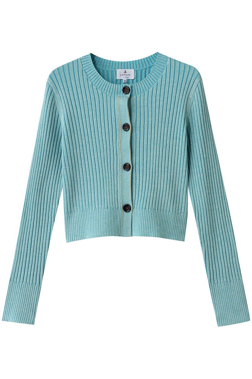 【ランバン オン ブルー/LANVIN en Bleu】のカラーステッチワイドリブカーディガン 人気、トレンドファッション・服の通販 founy(ファニー) 　ファッション　Fashion　レディースファッション　Fashion for Women　トップス・カットソー　Cut & Sew Tops　ニット　Knit Tops & Sweaters　カーディガン・羽織り　Layered Style Cardigans　イエロー　Yellow　カーディガン　Cardigan, Knitwear　クロップド　Cropped, Short Length　トレンド　Trend, Trending Now　春　Spring　 other-1|ID: prp329100004421980 ipo3291000000032943464