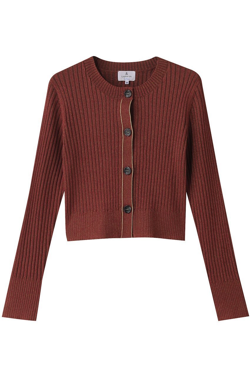 【ランバン オン ブルー/LANVIN en Bleu】のカラーステッチワイドリブカーディガン インテリア・キッズ・メンズ・レディースファッション・服の通販 founy(ファニー) 　ファッション　Fashion　レディースファッション　Fashion for Women　トップス・カットソー　Cut & Sew Tops　ニット　Knit Tops & Sweaters　カーディガン・羽織り　Layered Style Cardigans　イエロー　Yellow　カーディガン　Cardigan, Knitwear　クロップド　Cropped, Short Length　トレンド　Trend, Trending Now　春　Spring　ブラウン|ID: prp329100004421980 ipo3291000000032943477