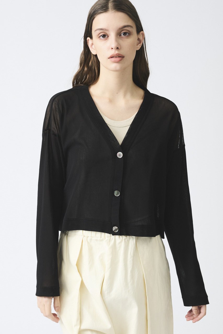 【ミズイロ インド/mizuiro ind】のmesh V neck short C/D カーディガン 人気、トレンドファッション・服の通販 founy(ファニー) 　ファッション　Fashion　レディースファッション　Fashion for Women　トップス・カットソー　Cut & Sew Tops　ニット　Knit Tops & Sweaters　カーディガン・羽織り　Layered Style Cardigans　カーディガン　Cardigan, Knitwear　クロップド　Cropped, Short Length　シアー　Sheer, See-Through　シンプル　Simple, Minimal　メッシュ　Mesh, Net Fabric　夏　Summer　春　Spring　S/S・春夏　SS, Spring/Summer, Warm Season　other-8|ID: prp329100004421984 ipo3291000000032941118
