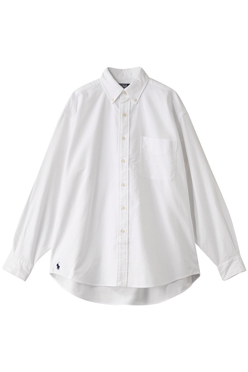 【エリオポール/heliopole】の【POLO RALPH LAUREN】オックスフォードビッグフィットシャツ インテリア・キッズ・メンズ・レディースファッション・服の通販 founy(ファニー) 　ファッション　Fashion　レディースファッション　Fashion for Women　トップス・カットソー　Cut & Sew Tops　シャツ・ブラウス・オフィスカジュアル　Elegant Blouses & Button-Ups　シンプル　Simple, Minimal　スリーブ　Sleeve, Long Sleeve / Short Sleeve　ベーシック　Basic, Essential　ロング　Long, Long-Length　ワンポイント　One Point, Statement Accent　ホワイト|ID: prp329100004421986 ipo3291000000032840794