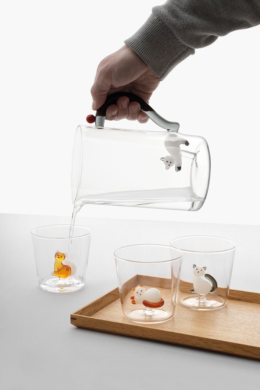 【イッケンドルフ/ICHENDORF / GOODS】のTabby cat ジャグ 1.5L ホワイトキャット with スモークテール 人気、トレンドファッション・服の通販 founy(ファニー) 　イタリア　Italy　ガラス　Glass, Glassware　シンプル　Simple, Minimal　テーブル　Table, Dining Table　ミラノ　Milano Style, Italian-Inspired　other-2|ID: prp329100004422042 ipo3291000000035556266