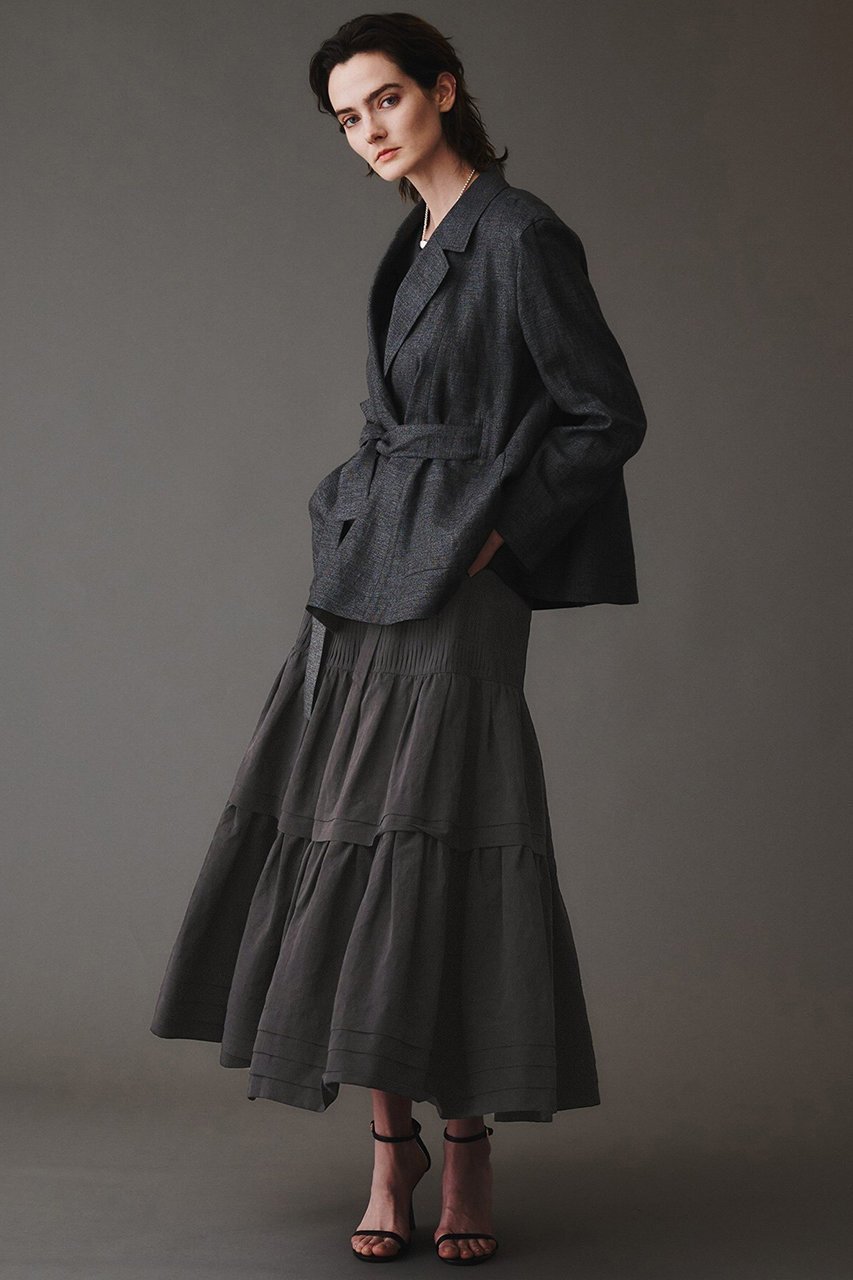 【オブリオ/AUBRIOT】のリネンコットン ティアードスカート 人気、トレンドファッション・服の通販 founy(ファニー) 　ファッション　Fashion　レディースファッション　Fashion for Women　スカート　Skirts　ティアードスカート　Tiered Skirts　ロングスカート　Long Skirts / Maxi & Midi Skirts　エレガント 上品　Elegant　ギャザー　Gathered, Ruffled　タイプライター　Typewriter Fabric, Crisp Cotton　タンブラー　Tumbler, Travel Mug　ティアードスカート　Tiered Skirt, Flounced Skirt　フォルム　Silhouette, Form　リネン　Linen, Linen Fabric　ロング　Long, Long-Length　ヴィンテージ　Vintage Style　other-6|ID: prp329100004423926 ipo3291000000035602726