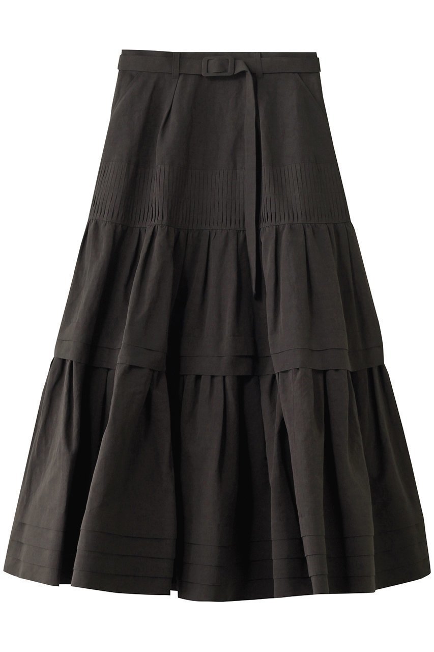 【オブリオ/AUBRIOT】のリネンコットン ティアードスカート 人気、トレンドファッション・服の通販 founy(ファニー) 　ファッション　Fashion　レディースファッション　Fashion for Women　スカート　Skirts　ティアードスカート　Tiered Skirts　ロングスカート　Long Skirts / Maxi & Midi Skirts　エレガント 上品　Elegant　ギャザー　Gathered, Ruffled　タイプライター　Typewriter Fabric, Crisp Cotton　タンブラー　Tumbler, Travel Mug　ティアードスカート　Tiered Skirt, Flounced Skirt　フォルム　Silhouette, Form　リネン　Linen, Linen Fabric　ロング　Long, Long-Length　ヴィンテージ　Vintage Style　 other-1|ID: prp329100004423926 ipo3291000000036756375