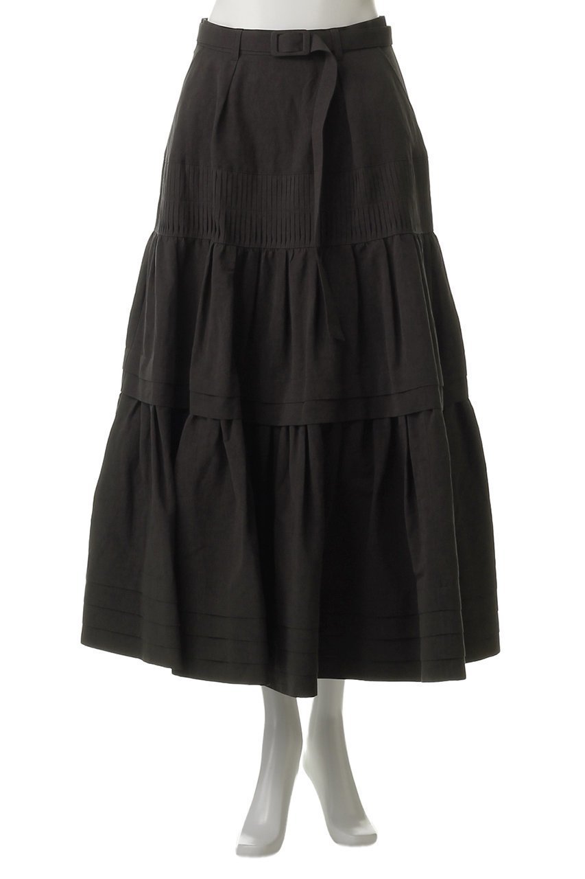 【オブリオ/AUBRIOT】のリネンコットン ティアードスカート 人気、トレンドファッション・服の通販 founy(ファニー) 　ファッション　Fashion　レディースファッション　Fashion for Women　スカート　Skirts　ティアードスカート　Tiered Skirts　ロングスカート　Long Skirts / Maxi & Midi Skirts　エレガント 上品　Elegant　ギャザー　Gathered, Ruffled　タイプライター　Typewriter Fabric, Crisp Cotton　タンブラー　Tumbler, Travel Mug　ティアードスカート　Tiered Skirt, Flounced Skirt　フォルム　Silhouette, Form　リネン　Linen, Linen Fabric　ロング　Long, Long-Length　ヴィンテージ　Vintage Style　other-2|ID: prp329100004423926 ipo3291000000036756378