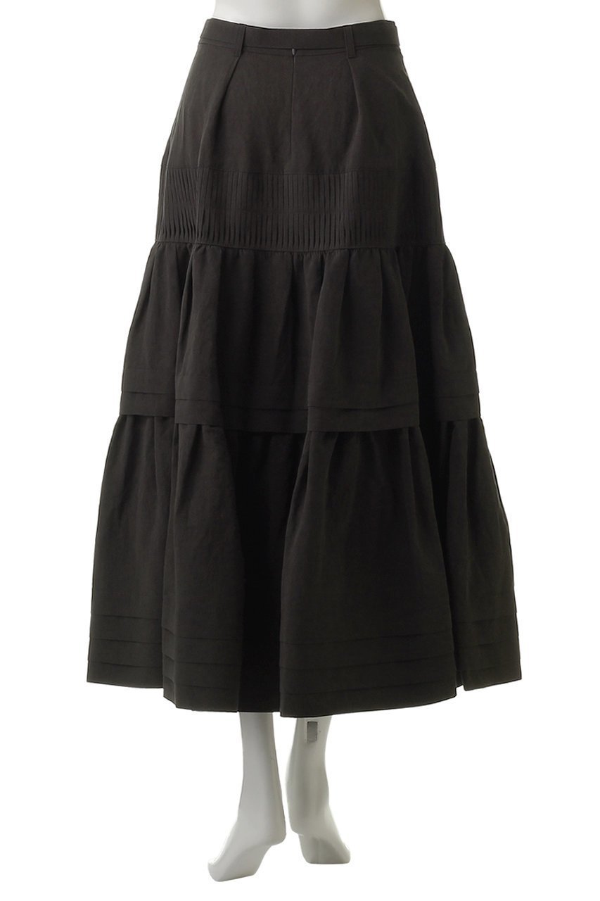 【オブリオ/AUBRIOT】のリネンコットン ティアードスカート 人気、トレンドファッション・服の通販 founy(ファニー) 　ファッション　Fashion　レディースファッション　Fashion for Women　スカート　Skirts　ティアードスカート　Tiered Skirts　ロングスカート　Long Skirts / Maxi & Midi Skirts　エレガント 上品　Elegant　ギャザー　Gathered, Ruffled　タイプライター　Typewriter Fabric, Crisp Cotton　タンブラー　Tumbler, Travel Mug　ティアードスカート　Tiered Skirt, Flounced Skirt　フォルム　Silhouette, Form　リネン　Linen, Linen Fabric　ロング　Long, Long-Length　ヴィンテージ　Vintage Style　other-4|ID: prp329100004423926 ipo3291000000036756380