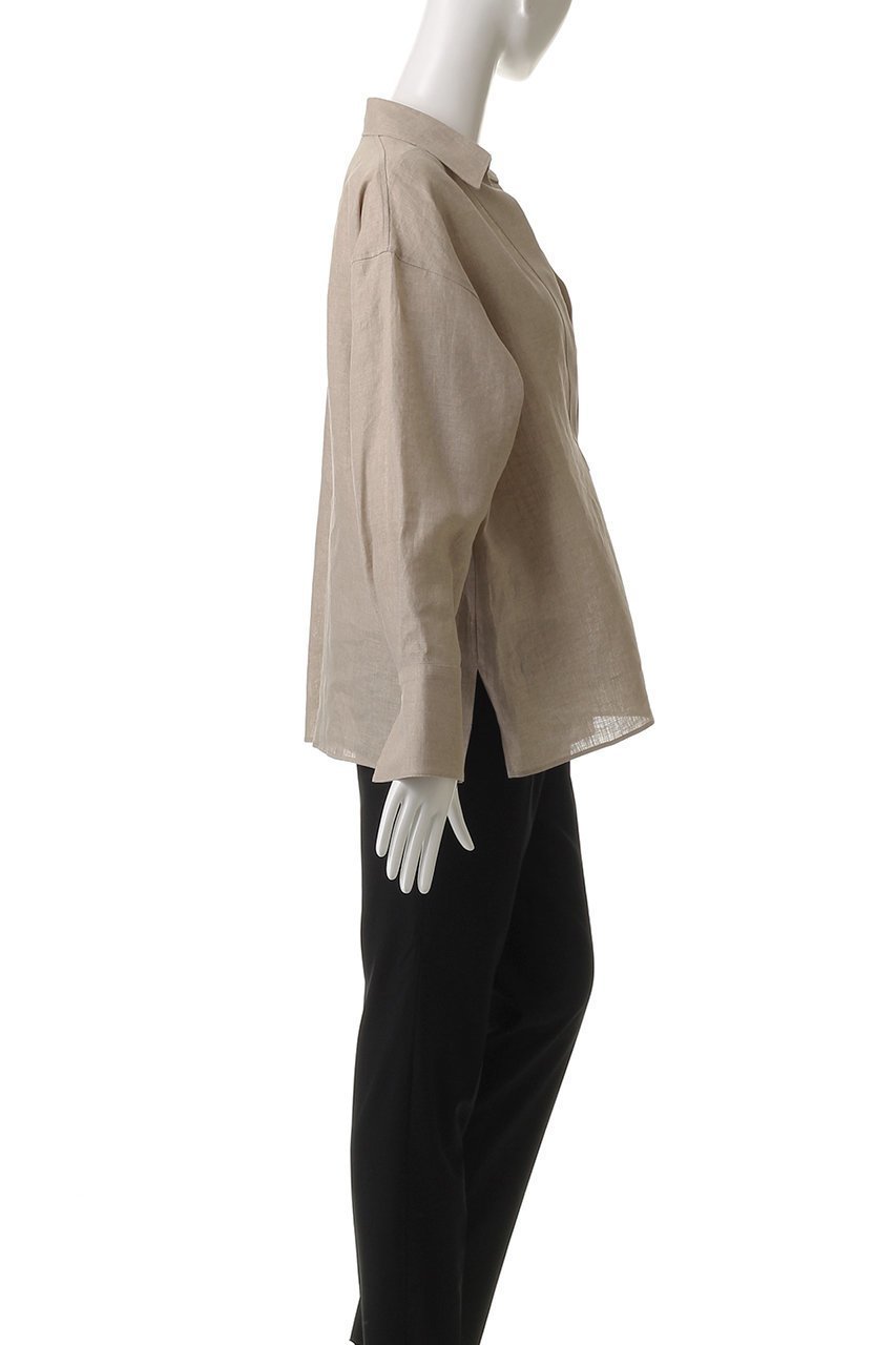 【オブリオ/AUBRIOT】のリネン深Vネック プルオーバーシャツ 人気、トレンドファッション・服の通販 founy(ファニー) 　ファッション　Fashion　レディースファッション　Fashion for Women　トップス・カットソー　Cut & Sew Tops　シャツ・ブラウス・オフィスカジュアル　Elegant Blouses & Button-Ups　カジュアルプルオーバー・ニットトップス　Pullovers & Knit Tops / Casual Pullovers　Vネックトップス　V-Neck Tops / V-Cut Neckline Shirts　イタリア　Italy　スリーブ　Sleeve, Long Sleeve / Short Sleeve　デニム　Denim, Jeans Material　リネン　Linen, Linen Fabric　ロング　Long, Long-Length　エレガント 上品　Elegant　other-3|ID: prp329100004423930 ipo3291000000032907496