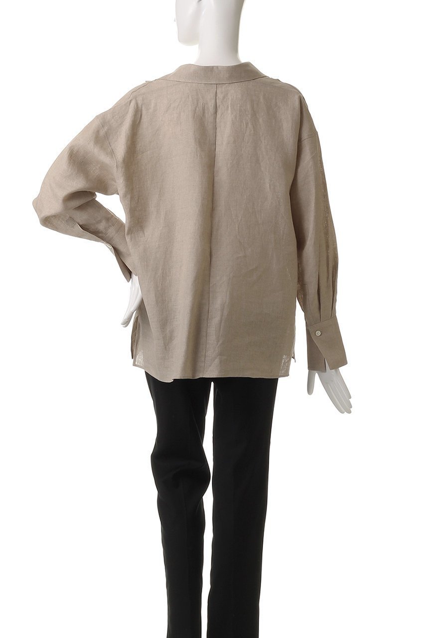 【オブリオ/AUBRIOT】のリネン深Vネック プルオーバーシャツ 人気、トレンドファッション・服の通販 founy(ファニー) 　ファッション　Fashion　レディースファッション　Fashion for Women　トップス・カットソー　Cut & Sew Tops　シャツ・ブラウス・オフィスカジュアル　Elegant Blouses & Button-Ups　カジュアルプルオーバー・ニットトップス　Pullovers & Knit Tops / Casual Pullovers　Vネックトップス　V-Neck Tops / V-Cut Neckline Shirts　イタリア　Italy　スリーブ　Sleeve, Long Sleeve / Short Sleeve　デニム　Denim, Jeans Material　リネン　Linen, Linen Fabric　ロング　Long, Long-Length　エレガント 上品　Elegant　other-4|ID: prp329100004423930 ipo3291000000032907499