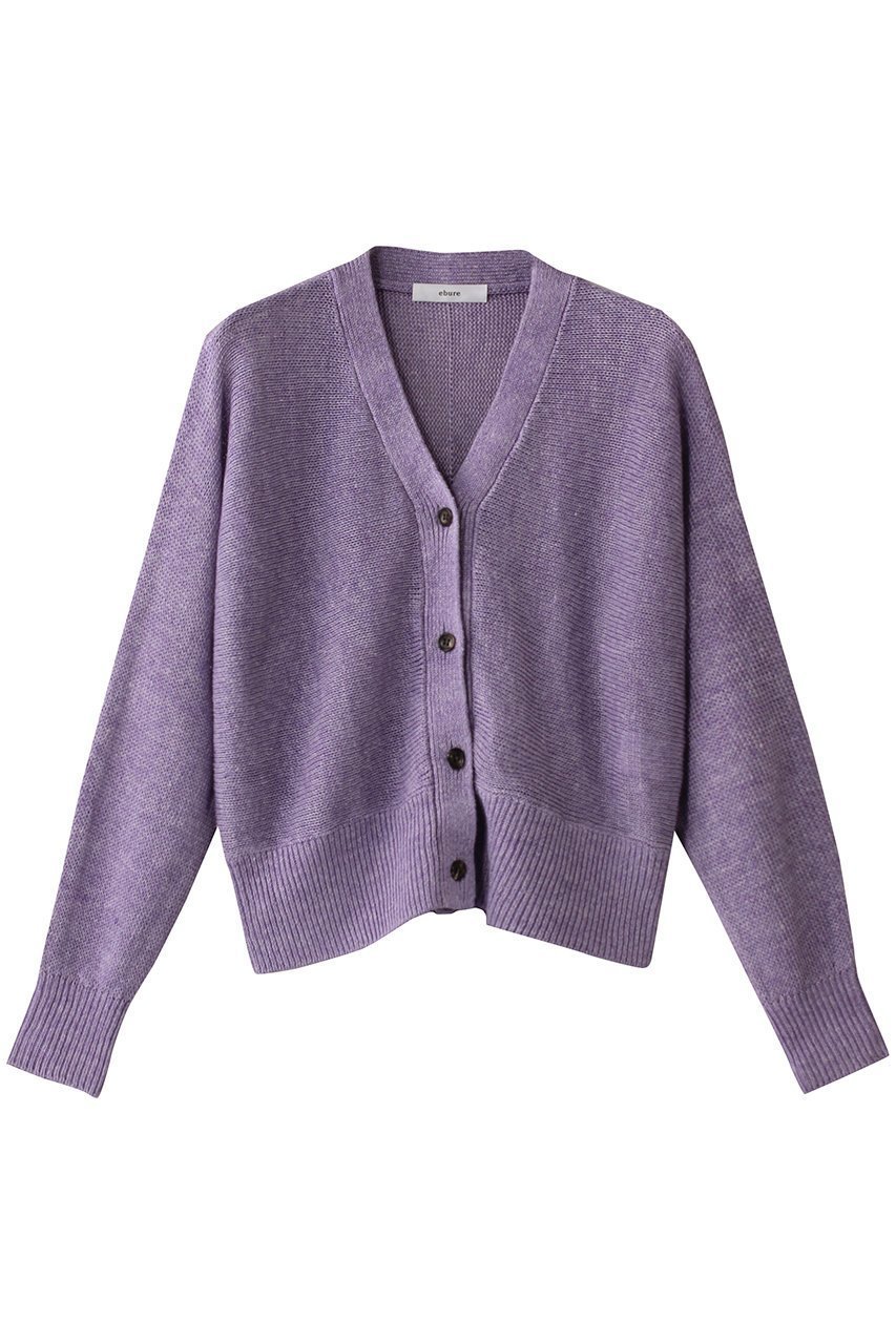 【エブール/ebure】のメランジカラーリネン Vネックニットカーディガン インテリア・キッズ・メンズ・レディースファッション・服の通販 founy(ファニー) 　ファッション　Fashion　レディースファッション　Fashion for Women　トップス・カットソー　Cut & Sew Tops　ニット　Knit Tops & Sweaters　カーディガン・羽織り　Layered Style Cardigans　Vネックトップス　V-Neck Tops / V-Cut Neckline Shirts　カーディガン　Cardigan, Knitwear　リネン　Linen, Linen Fabric　パープル|ID: prp329100004423952 ipo3291000000032944031
