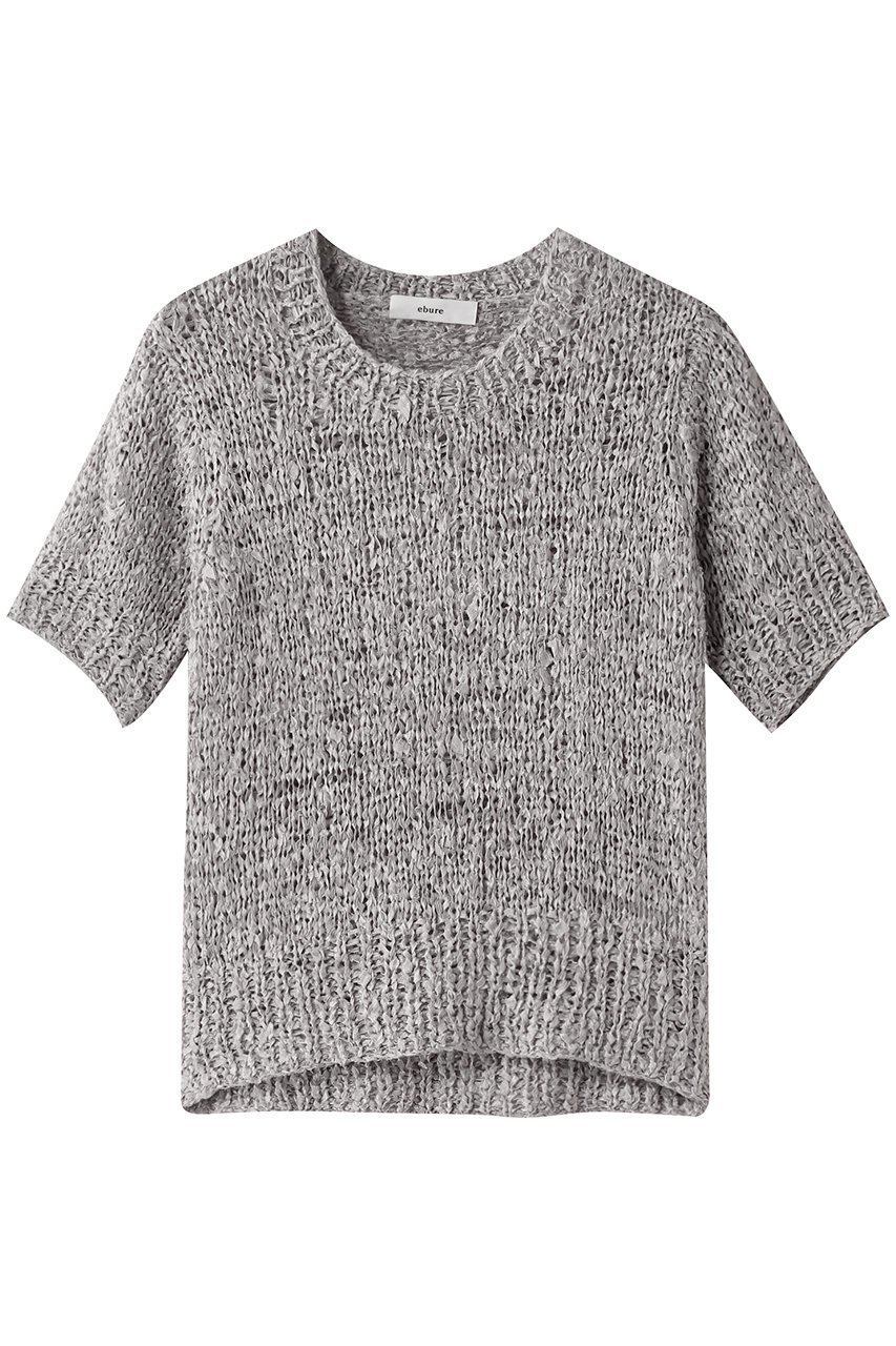 【エブール/ebure】のシルクテープハンドニット ハーフスリーブトップス インテリア・キッズ・メンズ・レディースファッション・服の通販 founy(ファニー) 　ファッション　Fashion　レディースファッション　Fashion for Women　トップス・カットソー　Cut & Sew Tops　ニット　Knit Tops & Sweaters　カジュアルプルオーバー・ニットトップス　Pullovers & Knit Tops / Casual Pullovers　おすすめ　Recommended / Our Picks　イタリア　Italy　インナー　Innerwear　コンパクト　Compact, Small Size　シルク　Silk, 100% Silk　半袖　Short Sleeve, Half Sleeve　手編み　Hand-Knitted, Handmade Knit　ライトグレー|ID: prp329100004423954 ipo3291000000032944148