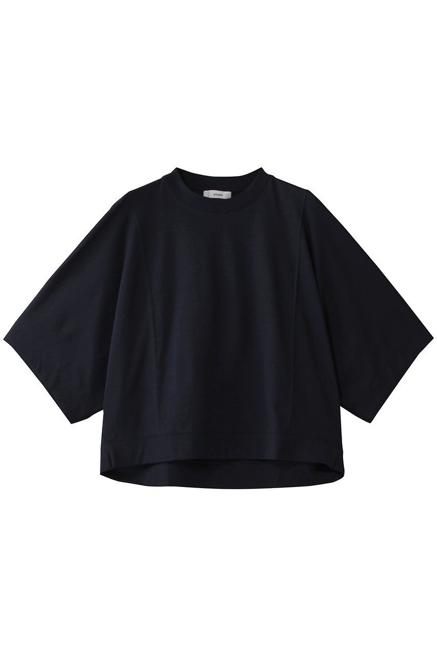 【エブール/ebure】のハイゲージソフトコットン クルーネックカットソー インテリア・キッズ・メンズ・レディースファッション・服の通販 founy(ファニー) 　ファッション　Fashion　レディースファッション　Fashion for Women　トップス・カットソー　Cut & Sew Tops　シャツ・ブラウス・オフィスカジュアル　Elegant Blouses & Button-Ups　ロングTシャツ・Tシャツ　Longline T-Shirts & Tees　カットソー・ベーシックTシャツ　Cut-and-Sewn Tops / Stretch Tees & Basics　インド　Indian Textile　カットソー　Cut and Sewn Top　ショート　Short, Short Length　スリーブ　Sleeve, Long Sleeve / Short Sleeve　フォルム　Silhouette, Form　ボックス　Boxy, Box Shape　ボトム　Bottoms, Lower Wear　ネイビー|ID: prp329100004423957 ipo3291000000032868743