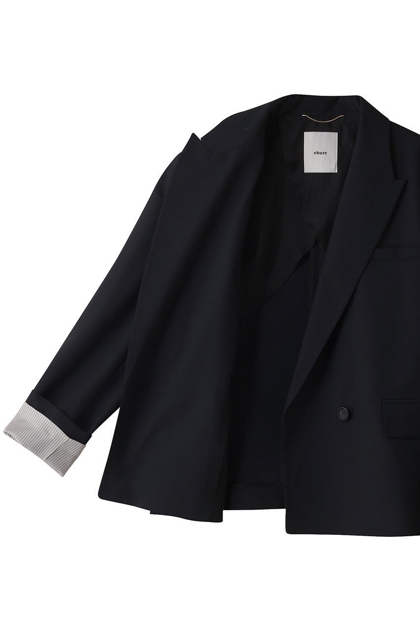 【エブール/ebure】のライトトロピカルウール クロップド丈ピークドラペルジャケット 人気、トレンドファッション・服の通販 founy(ファニー) 　ファッション　Fashion　レディースファッション　Fashion for Women　アウター　Coat / Outerwear Collection　レディースジャケット・軽アウター　Jackets　おすすめ　Recommended / Our Picks　なめらか　Smooth, Silky Texture　クロップド　Cropped, Short Length　ジャケット　Jacket, Outerwear　ストライプ　Stripe, Striped Pattern　バランス　Balance, Style Balance　軽量　Lightweight, Ultra Light　other-6|ID: prp329100004423961 ipo3291000000032959651