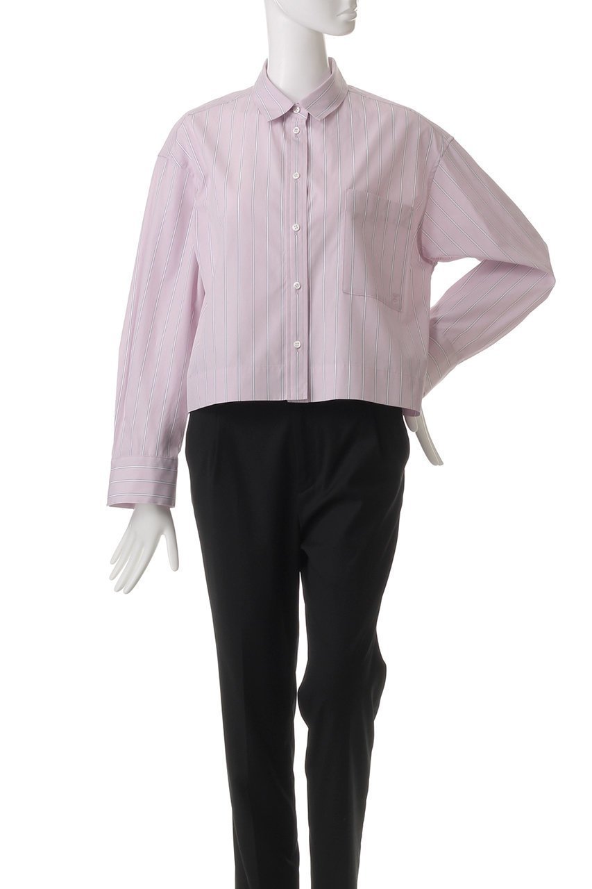 【エブール/ebure】のコットンカラーストライプ クロップド丈シャツ 人気、トレンドファッション・服の通販 founy(ファニー) 　ファッション　Fashion　レディースファッション　WOMEN　トップス・カットソー　Tops/Tshirt　シャツ/ブラウス　Shirts/Blouses　おすすめ　Recommend　クロップド　Cropped　ショート　Short　スタイリッシュ　Stylish　ストライプ　Stripe　スリーブ　Sleeve　ブルゾン　Blouson　ブロード　Broad　ポケット　Pocket　ロング　Long　エレガント 上品　Elegant　other-2|ID: prp329100004423964 ipo3291000000031261781