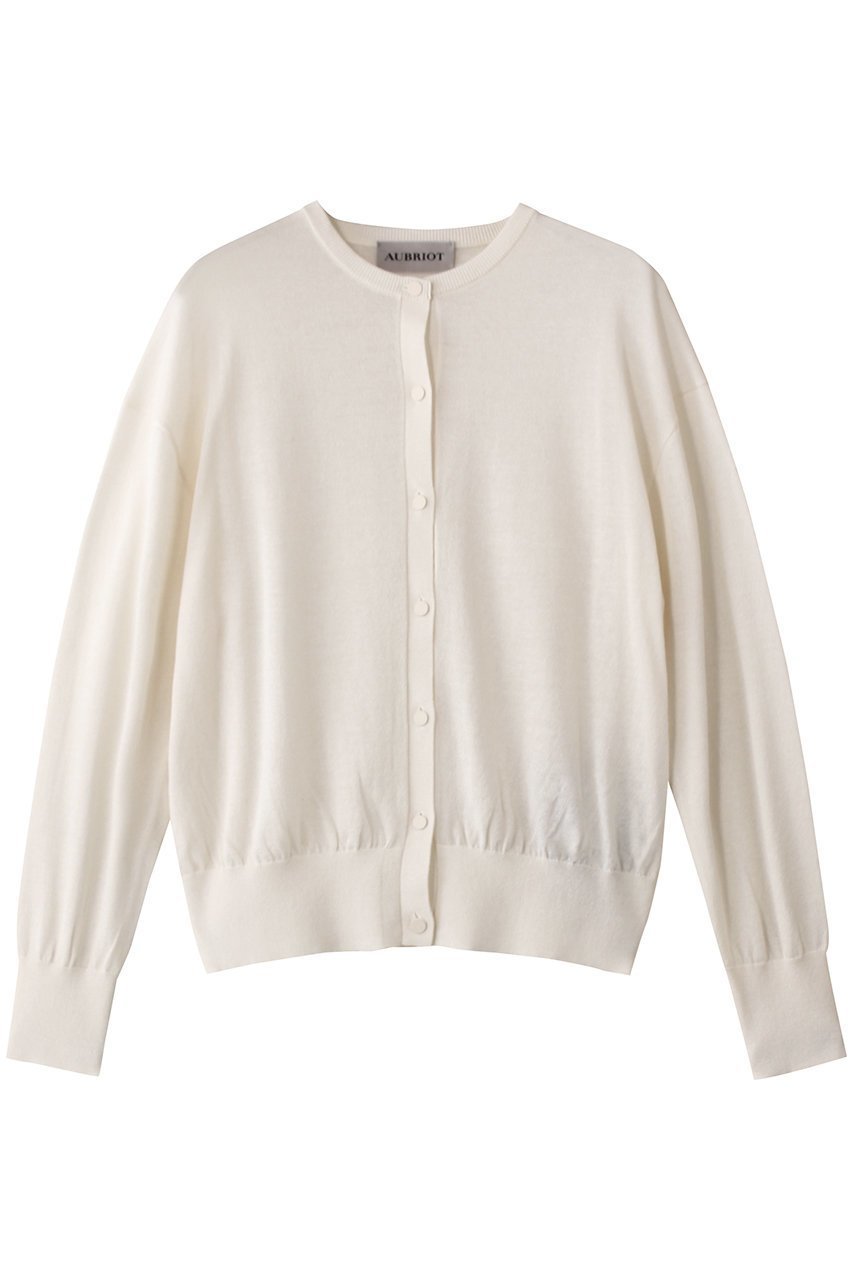 【オブリオ/AUBRIOT】のコットンシルク クルーネックカーディガン インテリア・キッズ・メンズ・レディースファッション・服の通販 founy(ファニー) 　ファッション　Fashion　レディースファッション　Fashion for Women　トップス・カットソー　Cut & Sew Tops　ニット　Knit Tops & Sweaters　カーディガン・羽織り　Layered Style Cardigans　カーディガン　Cardigan, Knitwear　シルク　Silk, 100% Silk　シルケット　Silket, Silky Cotton　フォルム　Silhouette, Form　ボックス　Boxy, Box Shape　ミックス　Mix, Mixed Style　リラックス　Relax, Relaxed Fit　日本製　Made In Japan　オフホワイト|ID: prp329100004423973 ipo3291000000036884897