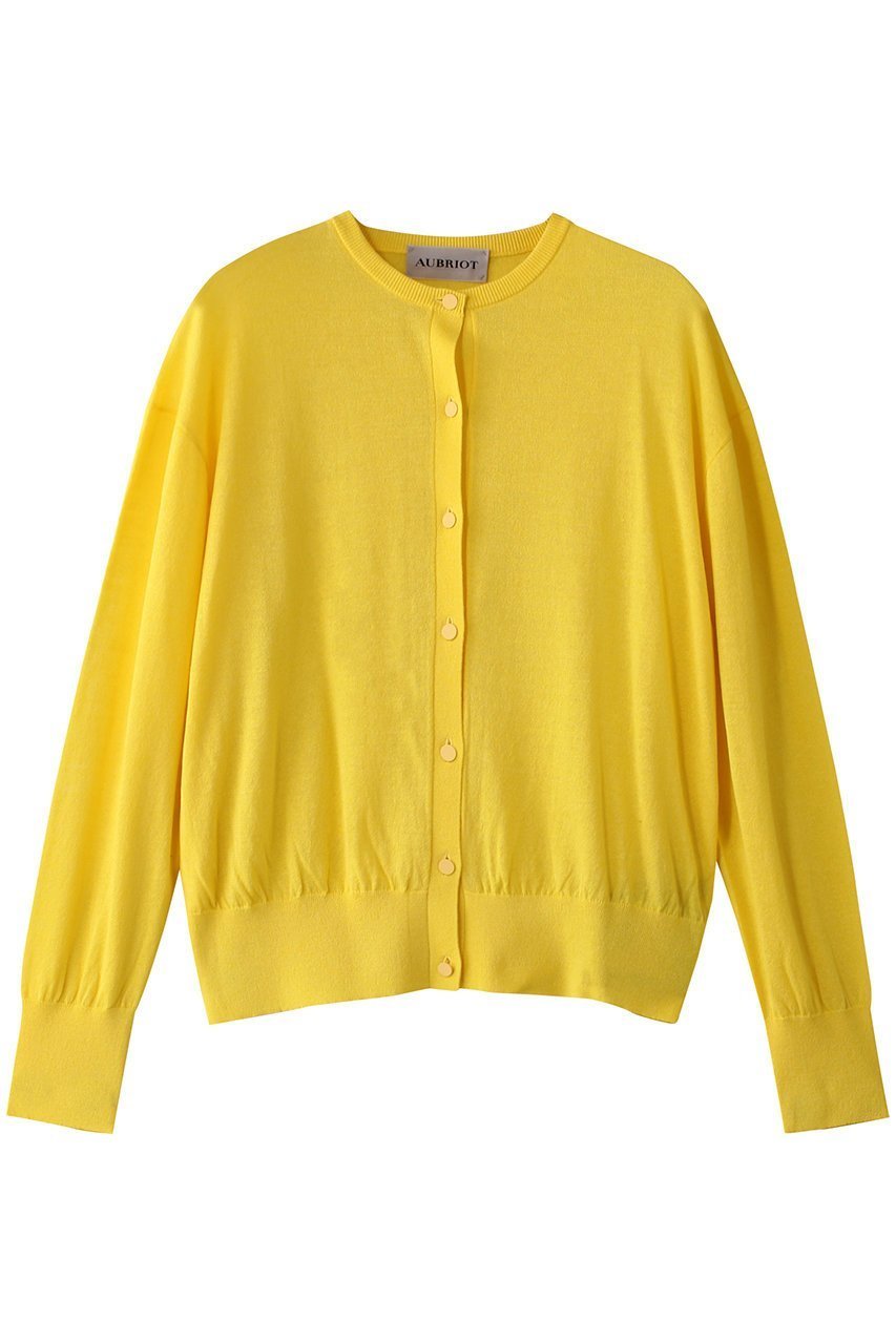 【オブリオ/AUBRIOT】のコットンシルク クルーネックカーディガン インテリア・キッズ・メンズ・レディースファッション・服の通販 founy(ファニー) 　ファッション　Fashion　レディースファッション　Fashion for Women　トップス・カットソー　Cut & Sew Tops　ニット　Knit Tops & Sweaters　カーディガン・羽織り　Layered Style Cardigans　カーディガン　Cardigan, Knitwear　シルク　Silk, 100% Silk　シルケット　Silket, Silky Cotton　フォルム　Silhouette, Form　ボックス　Boxy, Box Shape　ミックス　Mix, Mixed Style　リラックス　Relax, Relaxed Fit　日本製　Made In Japan　イエロー|ID: prp329100004423973 ipo3291000000036884899