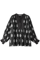 【ヌキテパ/NE QUITTEZ PAS】のCOTTON VOILE SEDUM FOIL プリント ギャザーブラウス 人気、トレンドファッション・服の通販 founy(ファニー) ファッション Fashion レディースファッション Fashion for Women トップス・カットソー Cut & Sew Tops シャツ・ブラウス・オフィスカジュアル Elegant Blouses & Button-Ups ギャザー Gathered, Ruffled スリーブ Sleeve, Long Sleeve / Short Sleeve フェミニン Feminine, Girly プリント Print, Printed Pattern ロング Long, Long-Length 春 Spring |ID:prp329100004423976