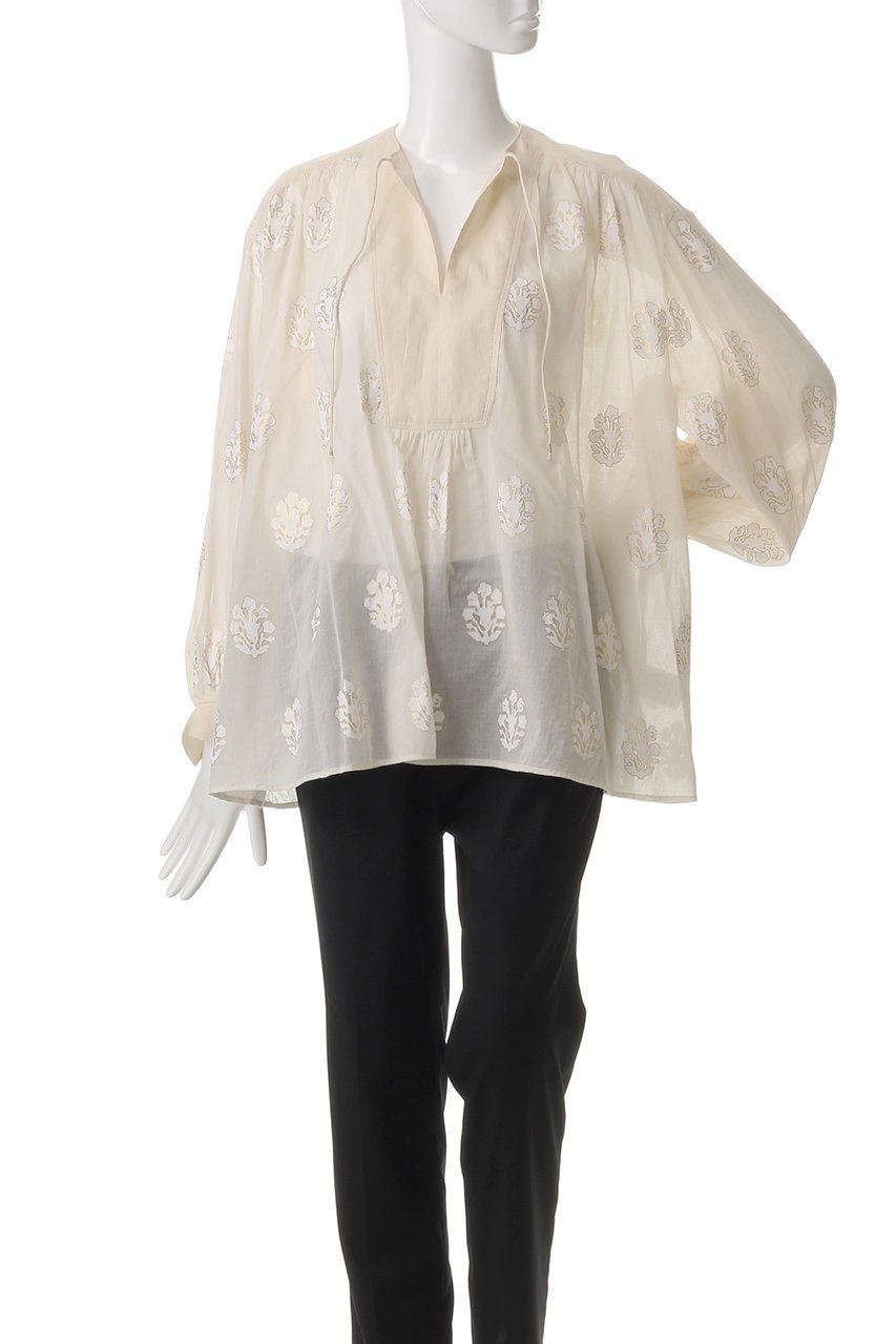【ヌキテパ/NE QUITTEZ PAS】のCOTTON VOILE SEDUM FOIL プリント ギャザーブラウス 人気、トレンドファッション・服の通販 founy(ファニー) 　ファッション　Fashion　レディースファッション　Fashion for Women　トップス・カットソー　Cut & Sew Tops　シャツ・ブラウス・オフィスカジュアル　Elegant Blouses & Button-Ups　ギャザー　Gathered, Ruffled　スリーブ　Sleeve, Long Sleeve / Short Sleeve　フェミニン　Feminine, Girly　プリント　Print, Printed Pattern　ロング　Long, Long-Length　春　Spring　other-2|ID: prp329100004423976 ipo3291000000032854870