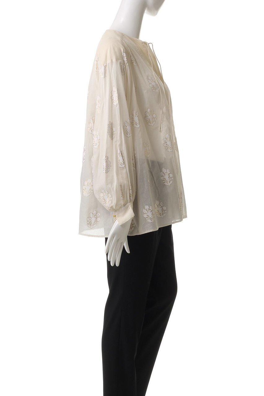 【ヌキテパ/NE QUITTEZ PAS】のCOTTON VOILE SEDUM FOIL プリント ギャザーブラウス 人気、トレンドファッション・服の通販 founy(ファニー) 　ファッション　Fashion　レディースファッション　Fashion for Women　トップス・カットソー　Cut & Sew Tops　シャツ・ブラウス・オフィスカジュアル　Elegant Blouses & Button-Ups　ギャザー　Gathered, Ruffled　スリーブ　Sleeve, Long Sleeve / Short Sleeve　フェミニン　Feminine, Girly　プリント　Print, Printed Pattern　ロング　Long, Long-Length　春　Spring　other-3|ID: prp329100004423976 ipo3291000000032854876
