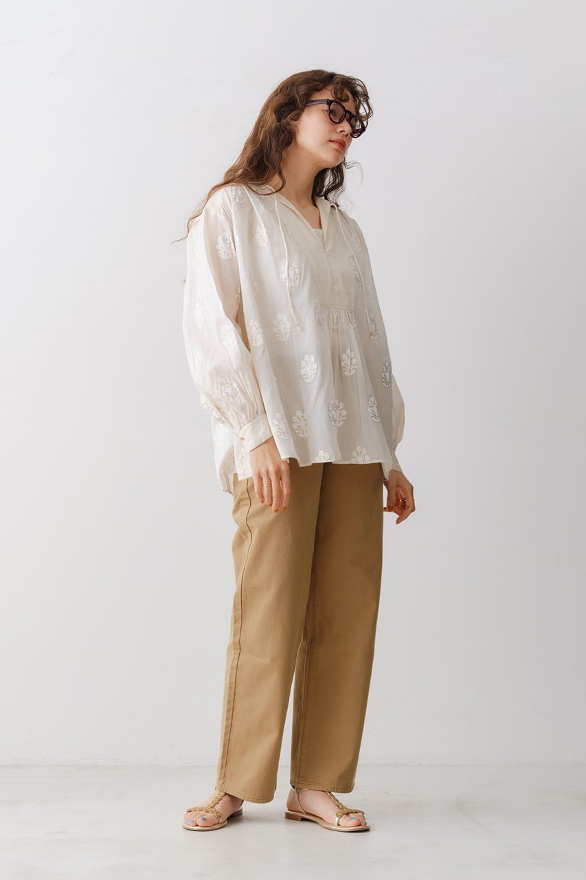 【ヌキテパ/NE QUITTEZ PAS】のCOTTON VOILE SEDUM FOIL プリント ギャザーブラウス 人気、トレンドファッション・服の通販 founy(ファニー) 　ファッション　Fashion　レディースファッション　Fashion for Women　トップス・カットソー　Cut & Sew Tops　シャツ・ブラウス・オフィスカジュアル　Elegant Blouses & Button-Ups　ギャザー　Gathered, Ruffled　スリーブ　Sleeve, Long Sleeve / Short Sleeve　フェミニン　Feminine, Girly　プリント　Print, Printed Pattern　ロング　Long, Long-Length　春　Spring　other-7|ID: prp329100004423976 ipo3291000000032854896