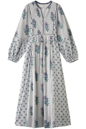 【ヌキテパ/NE QUITTEZ PAS】のCOTTON JACQUARD LILY プリント シャーリングワンピース 人気、トレンドファッション・服の通販 founy(ファニー) ファッション Fashion レディースファッション Fashion for Women ワンピース Dresses チュニック Tunic Tops & Dresses ギャザー Gathered, Ruffled サンダル Sandals, Summer Shoes シャーリング Shirring, Ruched ストライプ Stripe, Striped Pattern スニーカー Sneakers, Trainers チュニック Tunic, Long Top プリント Print, Printed Pattern ロング Long, Long-Length |ID:prp329100004423978
