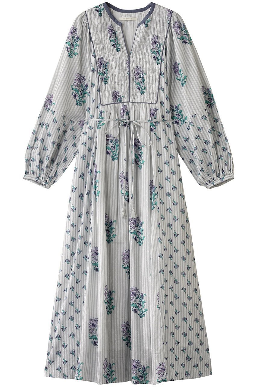 【ヌキテパ/NE QUITTEZ PAS】のCOTTON JACQUARD LILY プリント シャーリングワンピース 人気、トレンドファッション・服の通販 founy(ファニー) 　ファッション　Fashion　レディースファッション　Fashion for Women　ワンピース　Dresses　チュニック　Tunic Tops & Dresses　ギャザー　Gathered, Ruffled　サンダル　Sandals, Summer Shoes　シャーリング　Shirring, Ruched　ストライプ　Stripe, Striped Pattern　スニーカー　Sneakers, Trainers　チュニック　Tunic, Long Top　プリント　Print, Printed Pattern　ロング　Long, Long-Length　 other-1|ID: prp329100004423978 ipo3291000000032870052