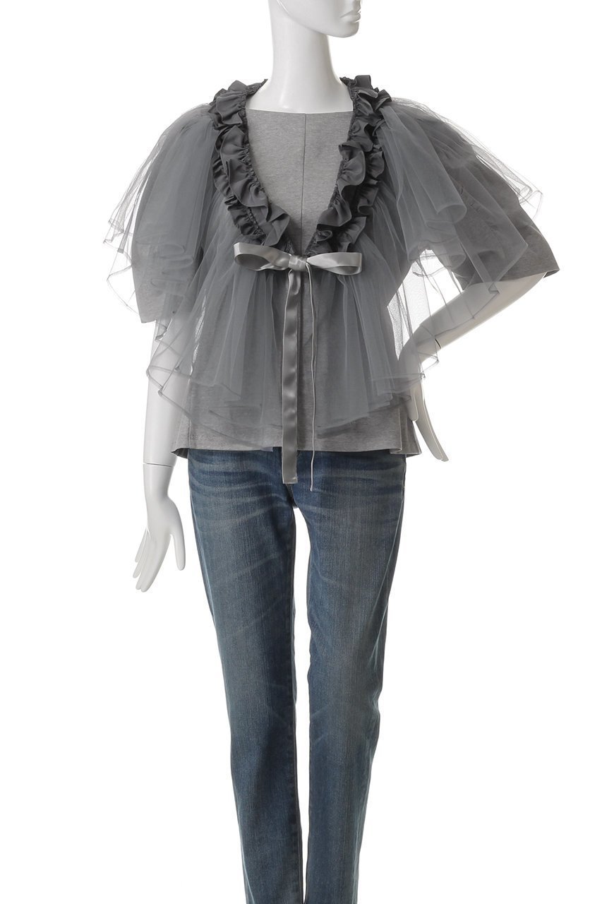 【ミュベール/MUVEIL】のチュールパーツ付きTシャツ 人気、トレンドファッション・服の通販 founy(ファニー) 　ファッション　Fashion　レディースファッション　Ladies' Fashion Online　トップス・カットソー　Tops/Tshirt　シャツ/ブラウス　Shirts/Blouses　ロング / Tシャツ　T-Shirts　カットソー　Cut and Sewn　ギャザー　Gather　コンパクト　Compact　ショート　Short　スリーブ　Sleeve　センター　Center　other-2|ID: prp329100004423985 ipo3291000000031261879