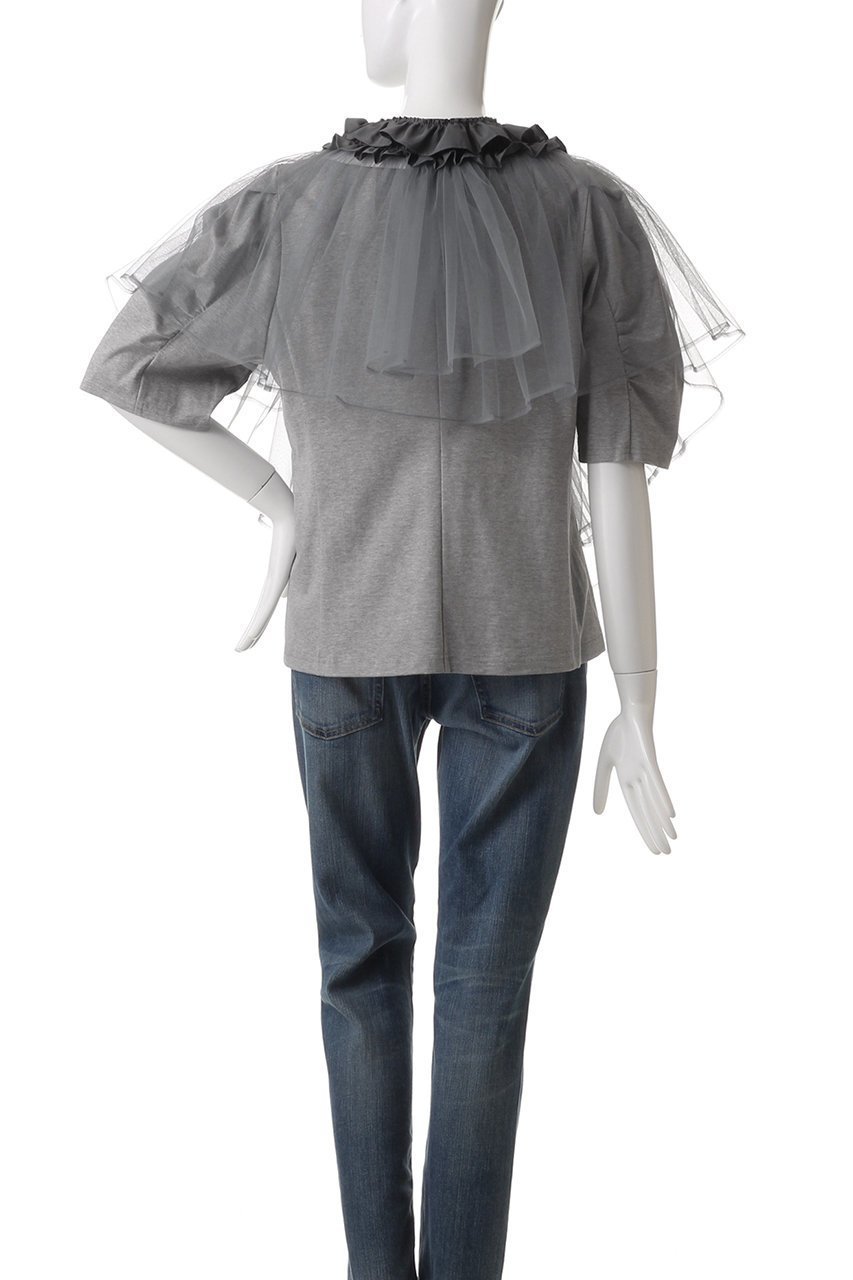 【ミュベール/MUVEIL】のチュールパーツ付きTシャツ 人気、トレンドファッション・服の通販 founy(ファニー) 　ファッション　Fashion　レディースファッション　Ladies' Fashion Online　トップス・カットソー　Tops/Tshirt　シャツ/ブラウス　Shirts/Blouses　ロング / Tシャツ　T-Shirts　カットソー　Cut and Sewn　ギャザー　Gather　コンパクト　Compact　ショート　Short　スリーブ　Sleeve　センター　Center　other-4|ID: prp329100004423985 ipo3291000000031261884