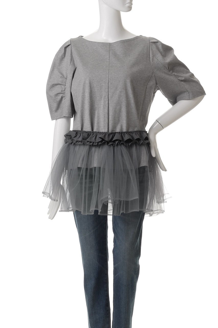 【ミュベール/MUVEIL】のチュールパーツ付きTシャツ 人気、トレンドファッション・服の通販 founy(ファニー) 　ファッション　Fashion　レディースファッション　Ladies' Fashion Online　トップス・カットソー　Tops/Tshirt　シャツ/ブラウス　Shirts/Blouses　ロング / Tシャツ　T-Shirts　カットソー　Cut and Sewn　ギャザー　Gather　コンパクト　Compact　ショート　Short　スリーブ　Sleeve　センター　Center　other-7|ID: prp329100004423985 ipo3291000000031328070